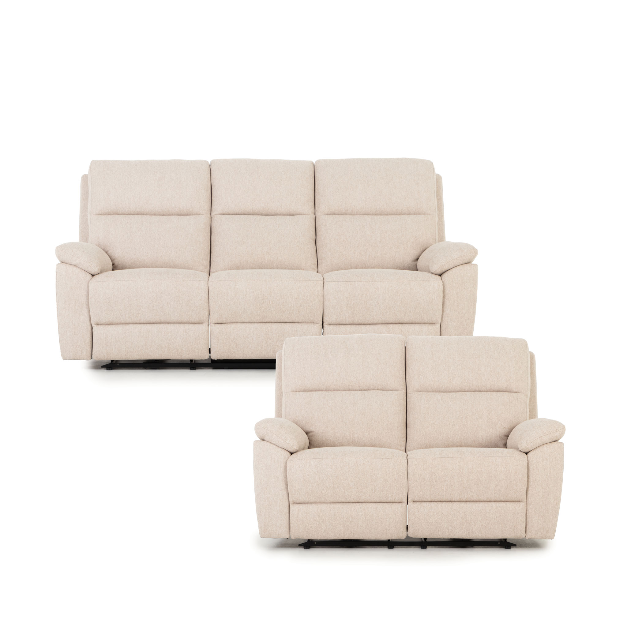 Gracey 3 Seater Electric Recliner + 2 Seater Fabric Electric Recliner, Taupe
