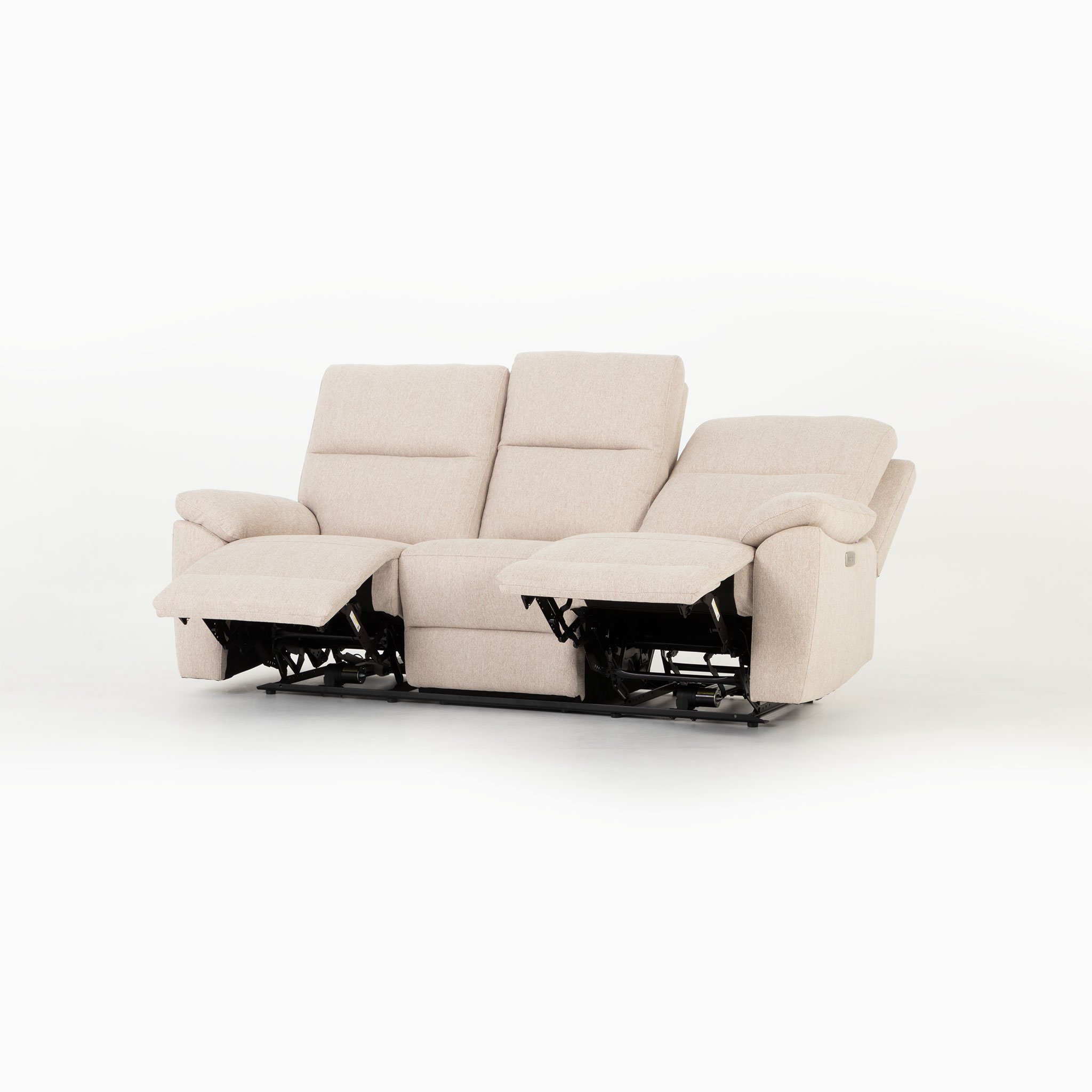 Gracey 3 Seater Electric Recliner + 2 Seater Fabric Electric Recliner, Taupe
