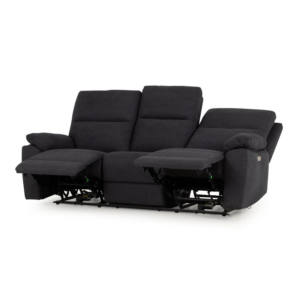 Gracey 3 Seater Electric Recliner + 2 Fabric Electric Recliner Chairs, Charcoal