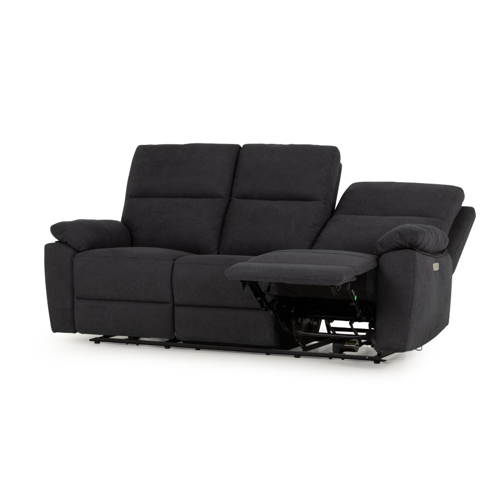 Gracey 3 Seater Electric Recliner + 2 Fabric Electric Recliner Chairs, Charcoal