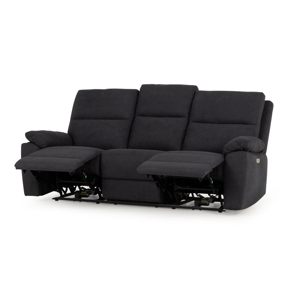 Gracey 3 Seater Electric Recliner + 2 Fabric Electric Recliner Chairs, Charcoal