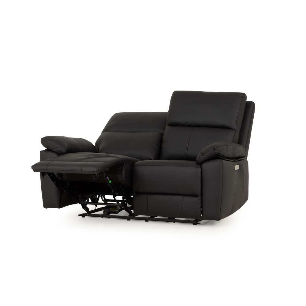 Gracey 2 Seater Electric Recliner + 2 Leather Electric Recliner Chairs, Black