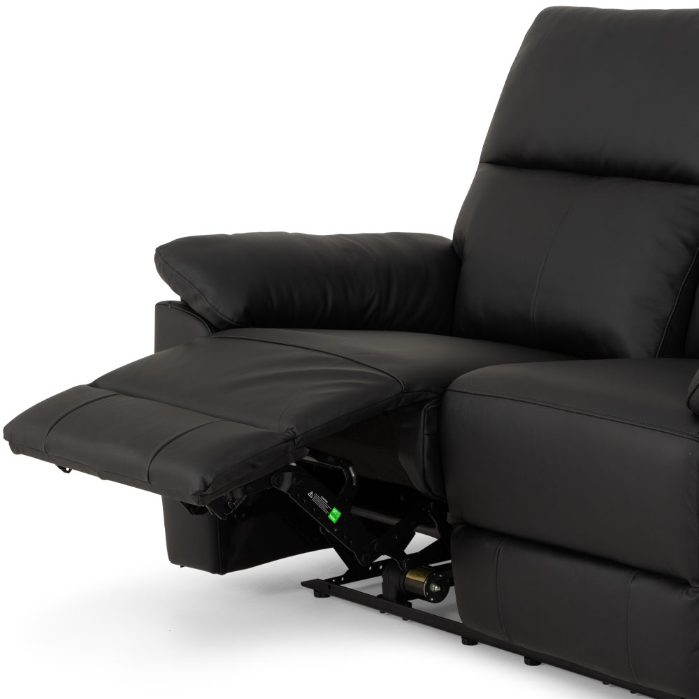 Gracey 2 Seater Electric Recliner + 2 Leather Electric Recliner Chairs, Black