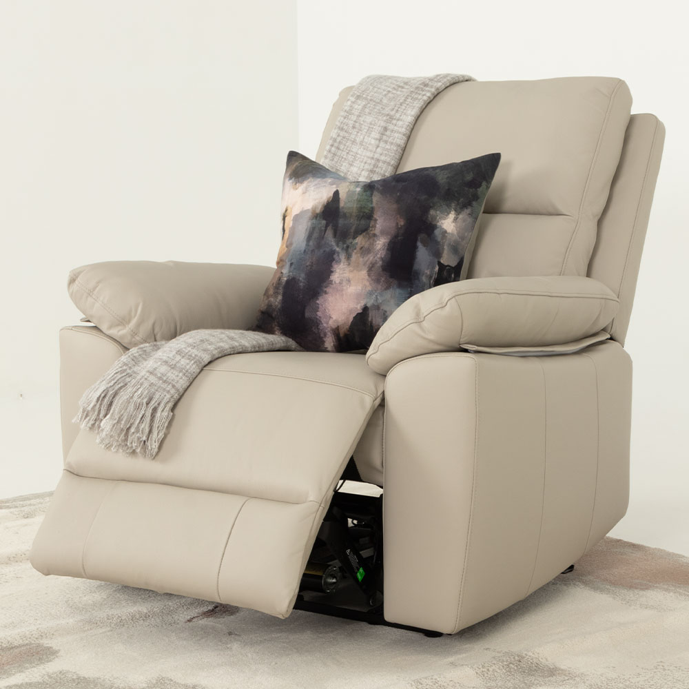 Gracey 2 Seater Electric Recliner + 2 Leather Electric Recliner Chairs, Light Grey