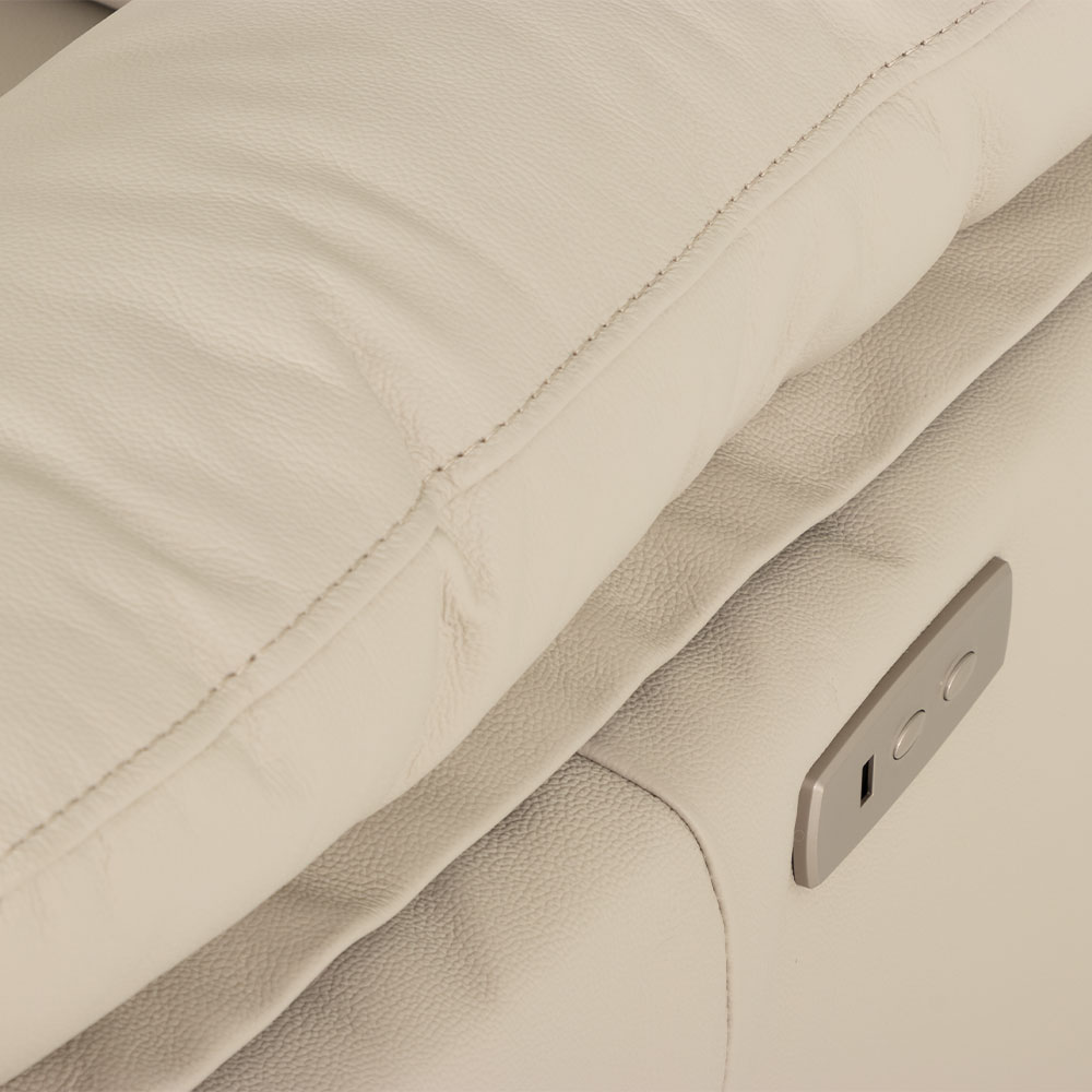 Gracey 2 Seater Electric Recliner + 2 Leather Electric Recliner Chairs, Light Grey