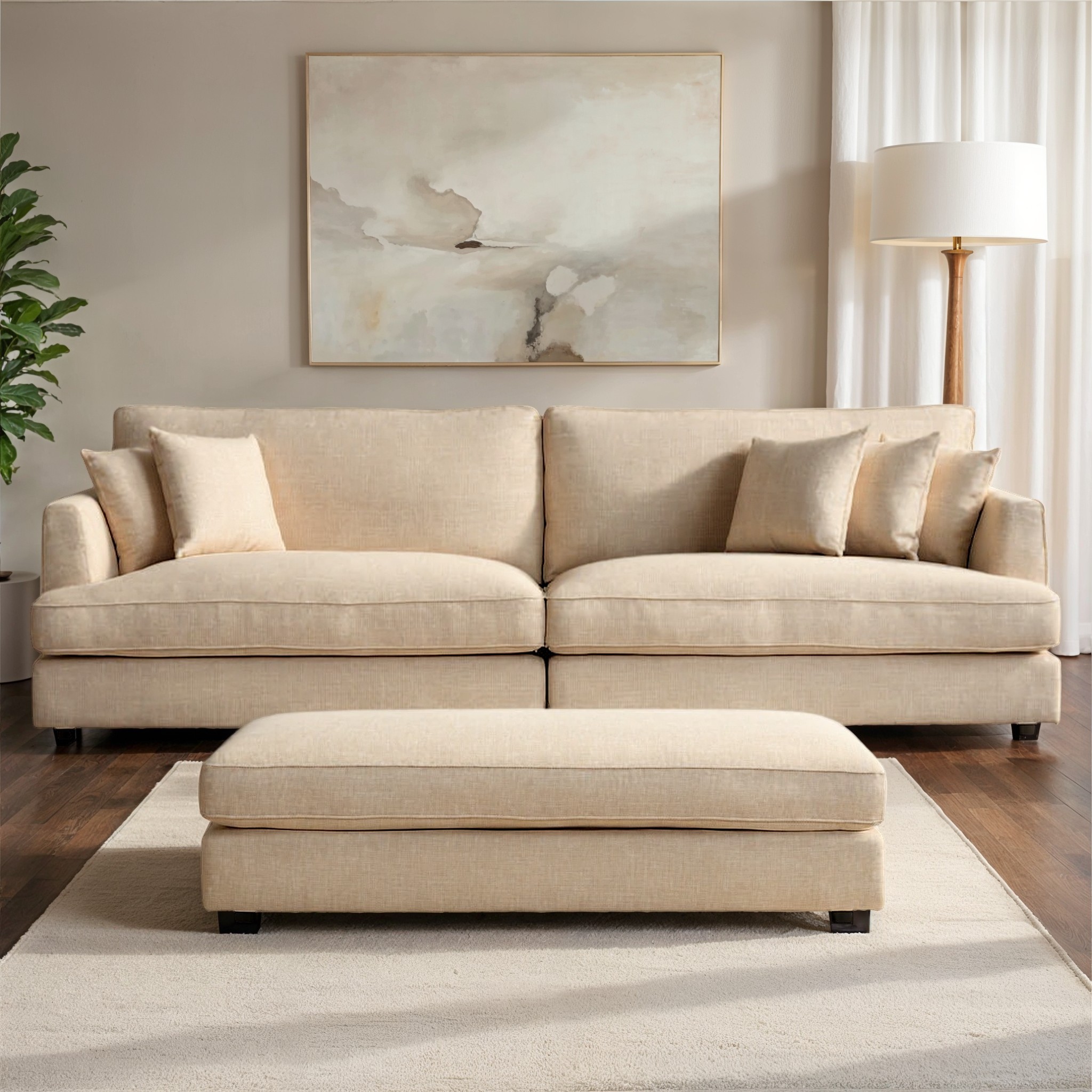 Hampshire Lounge Suite 4 Seater + Ottoman, Oatmeal