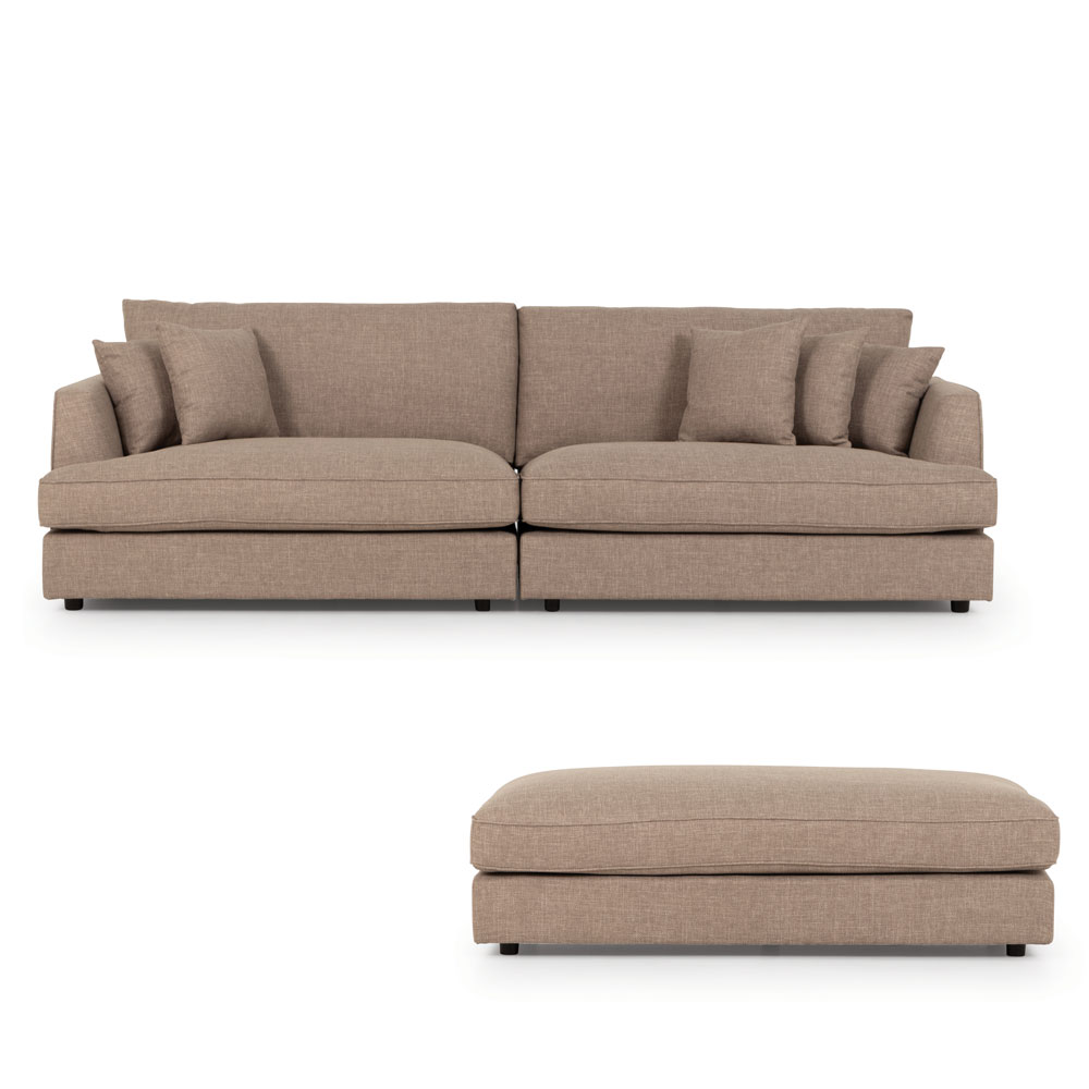 Hampshire Lounge Suite 4 Seater + Ottoman, Taupe