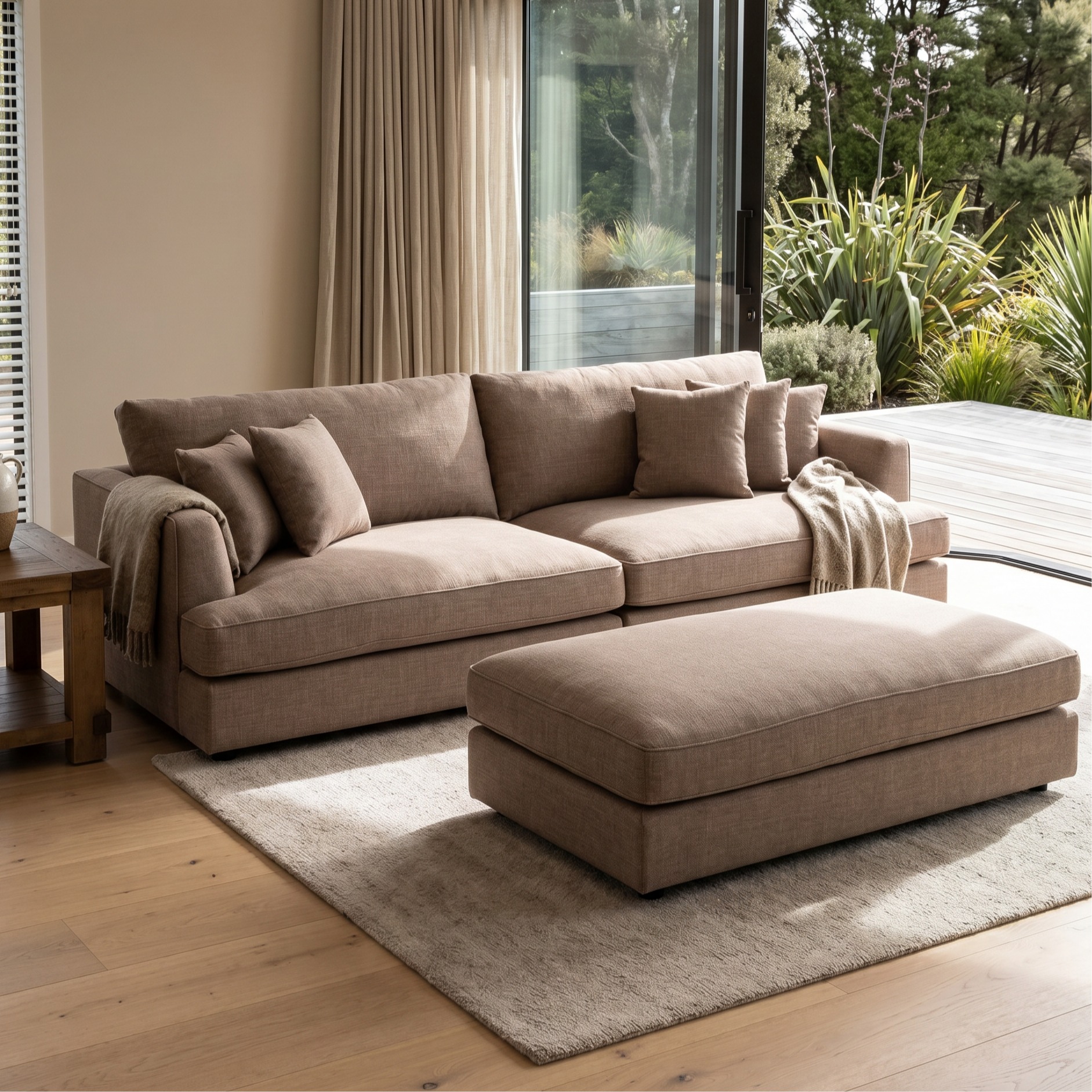 Hampshire Lounge Suite 4 Seater + Ottoman, Taupe