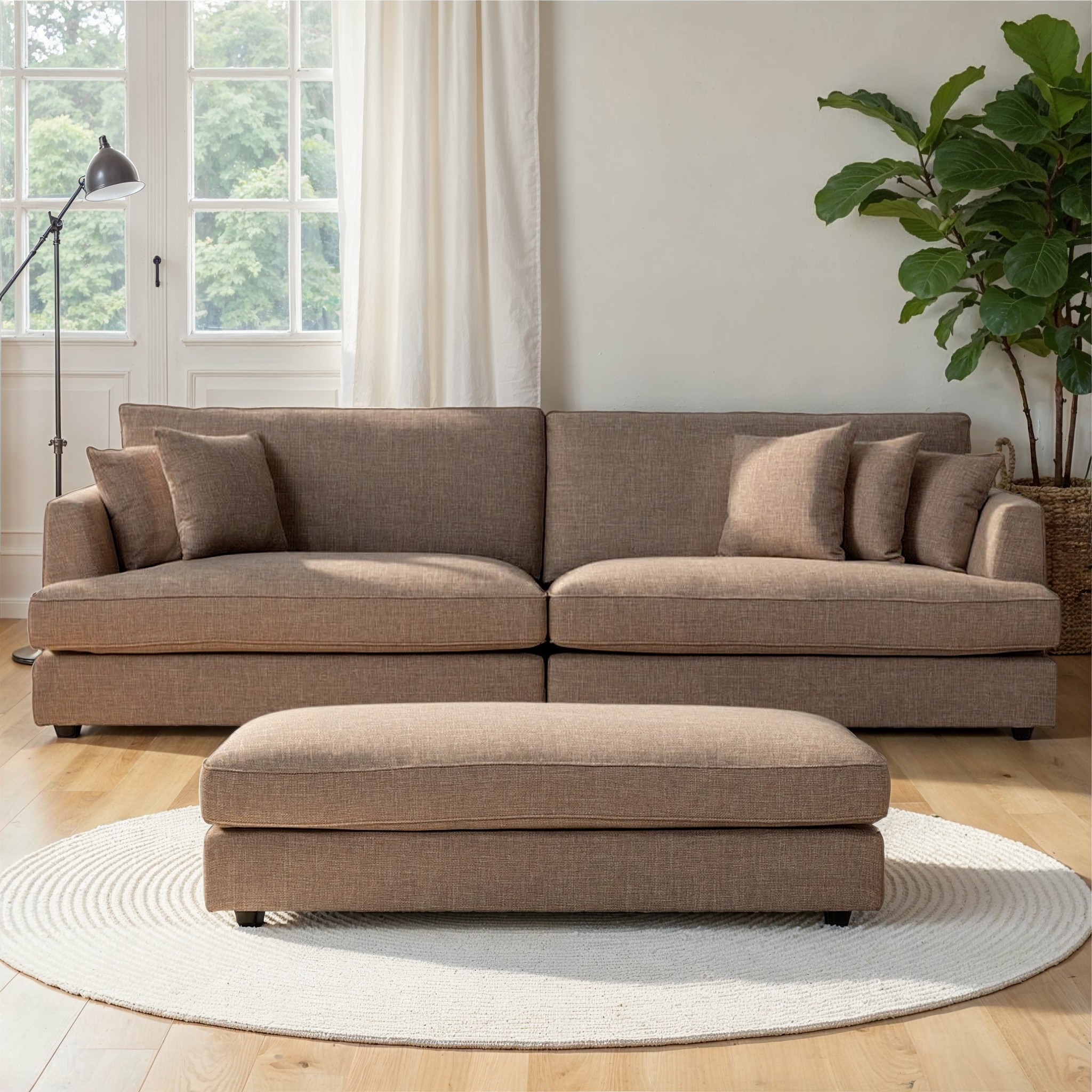 Hampshire Lounge Suite 4 Seater + Ottoman, Taupe