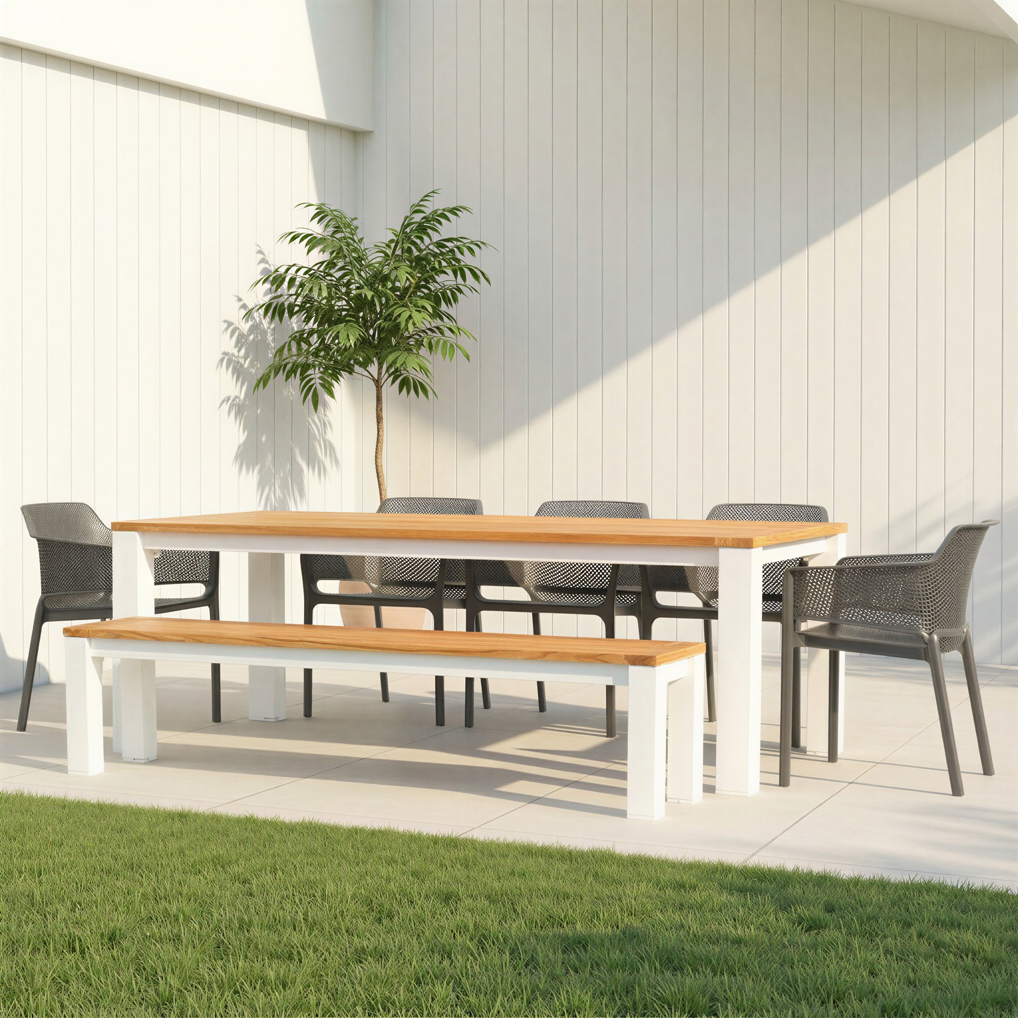 Ibiza 7 Piece Outdoor Dining Set - W220, White