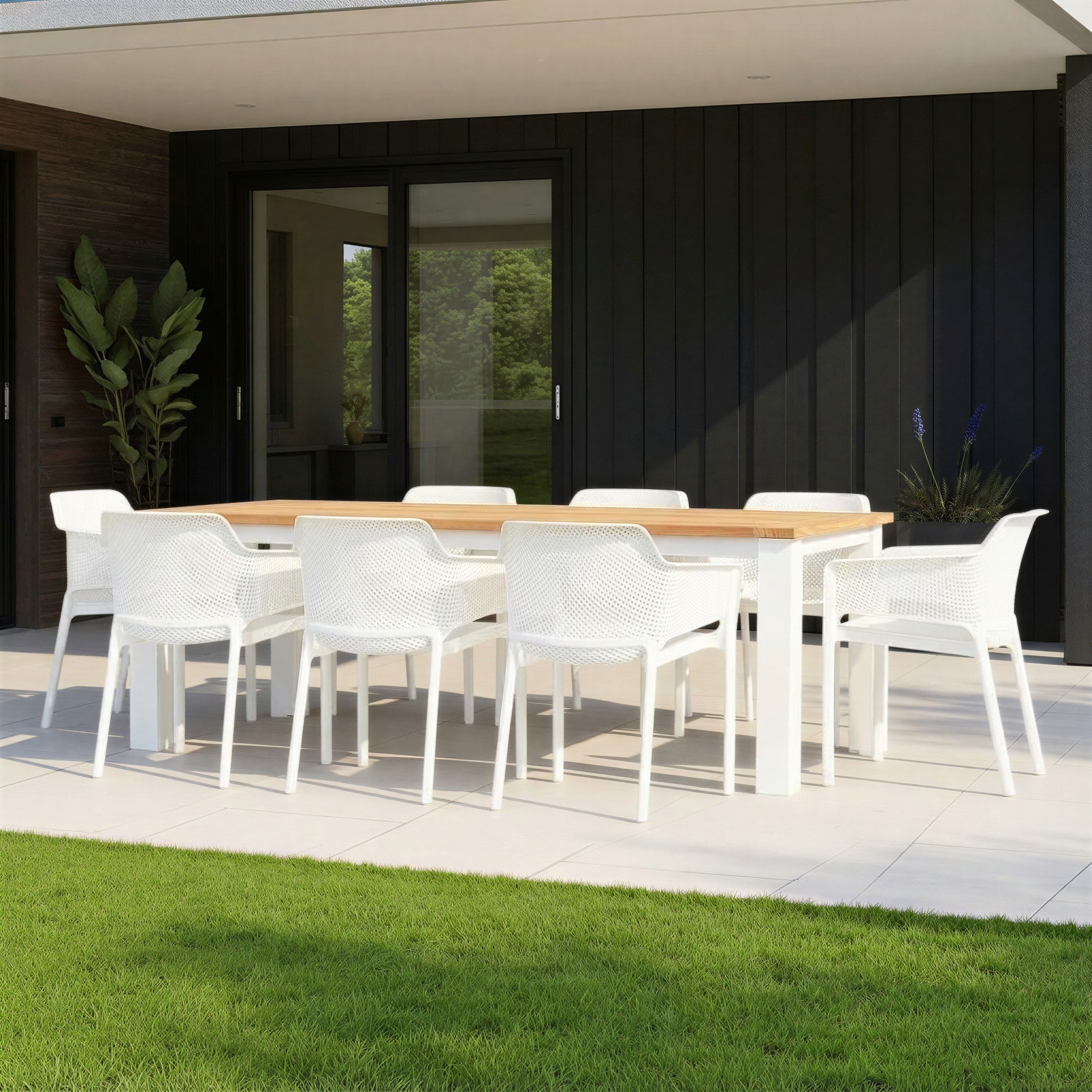 Ibiza 9 Piece Outdoor Dining Set - W220, White