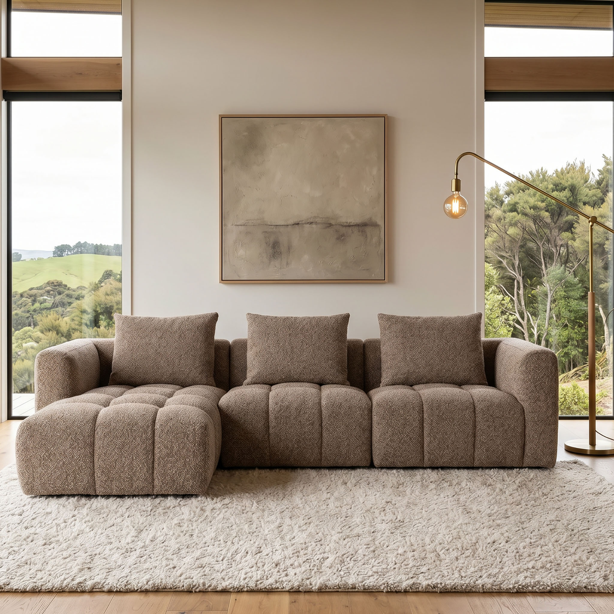 Ikon 3 Seater Modular Chaise Sofa Left Hand Facing, Brown