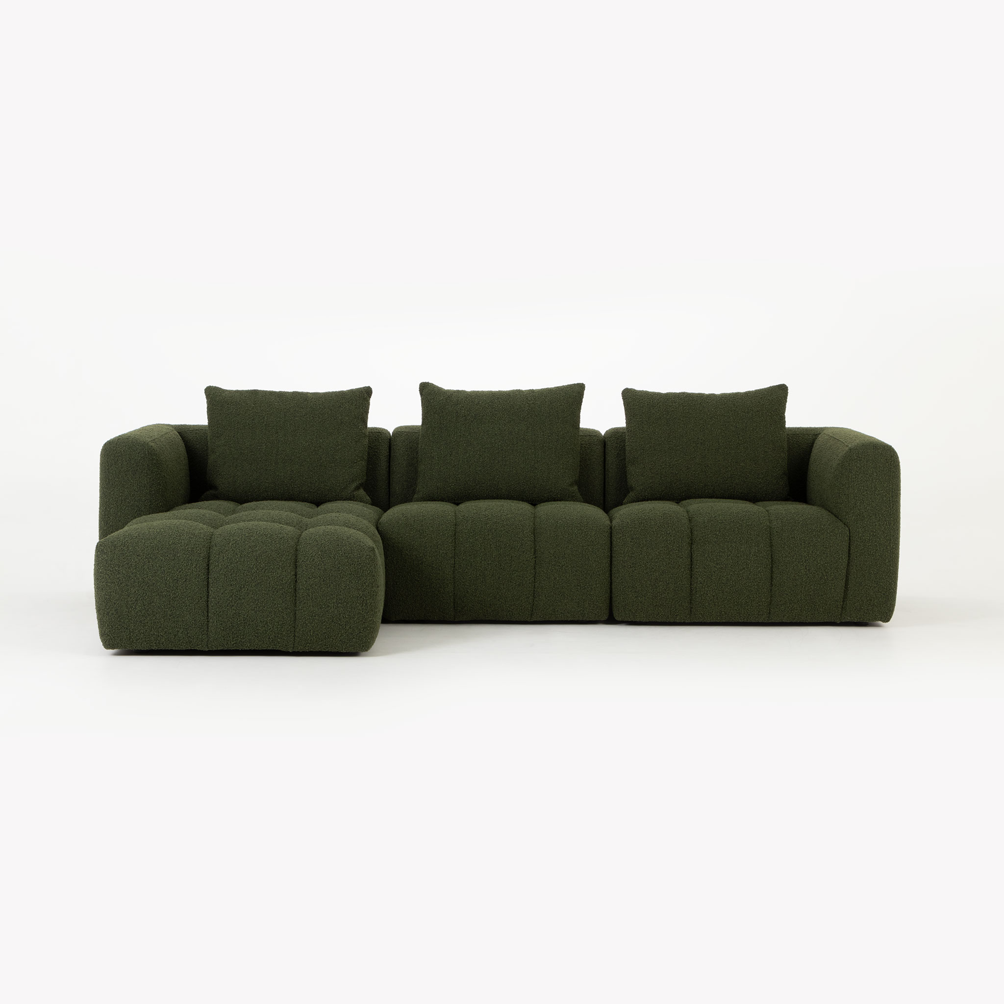 Ikon 3 Seater Modular Chaise Sofa Left Hand Facing, Green