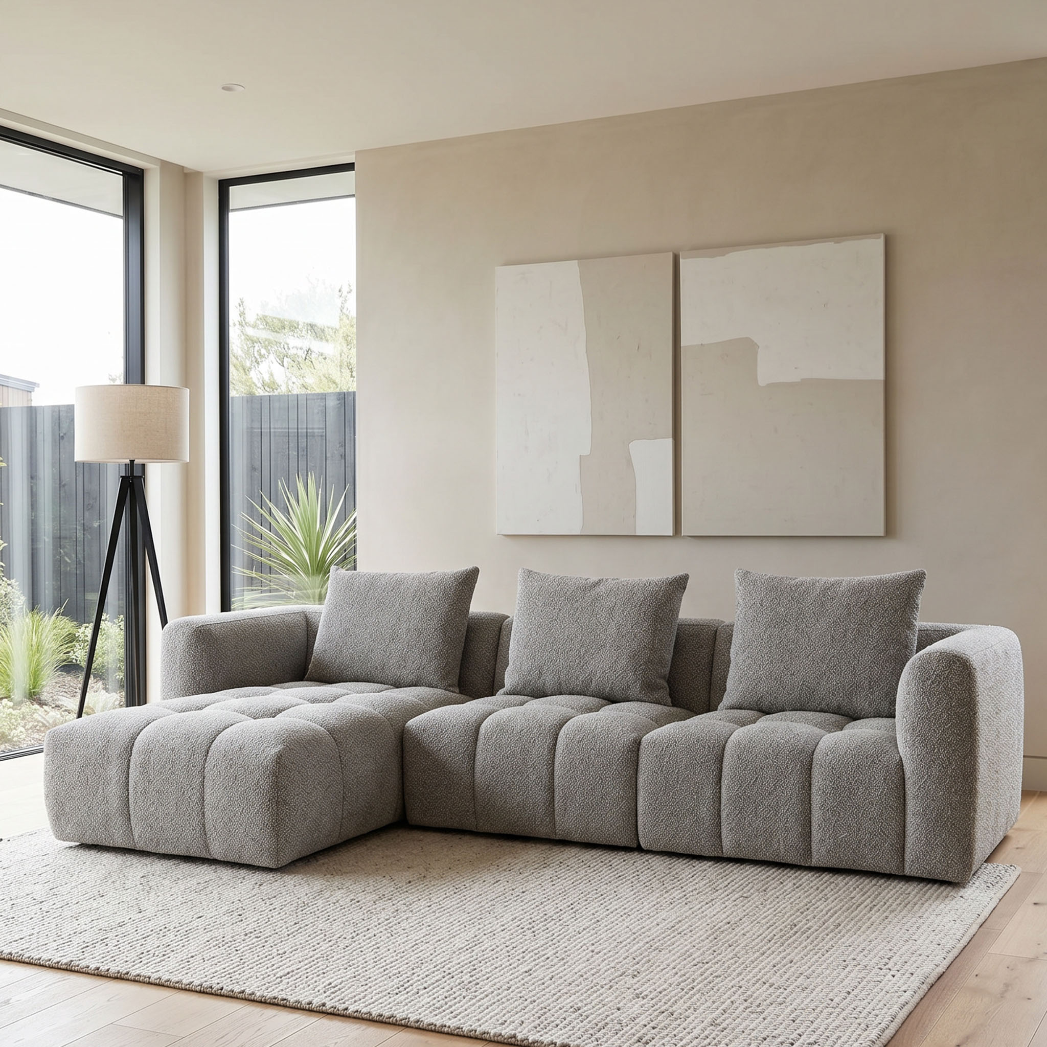 Ikon 3 Seater Modular Chaise Sofa Left Hand Facing, Grey