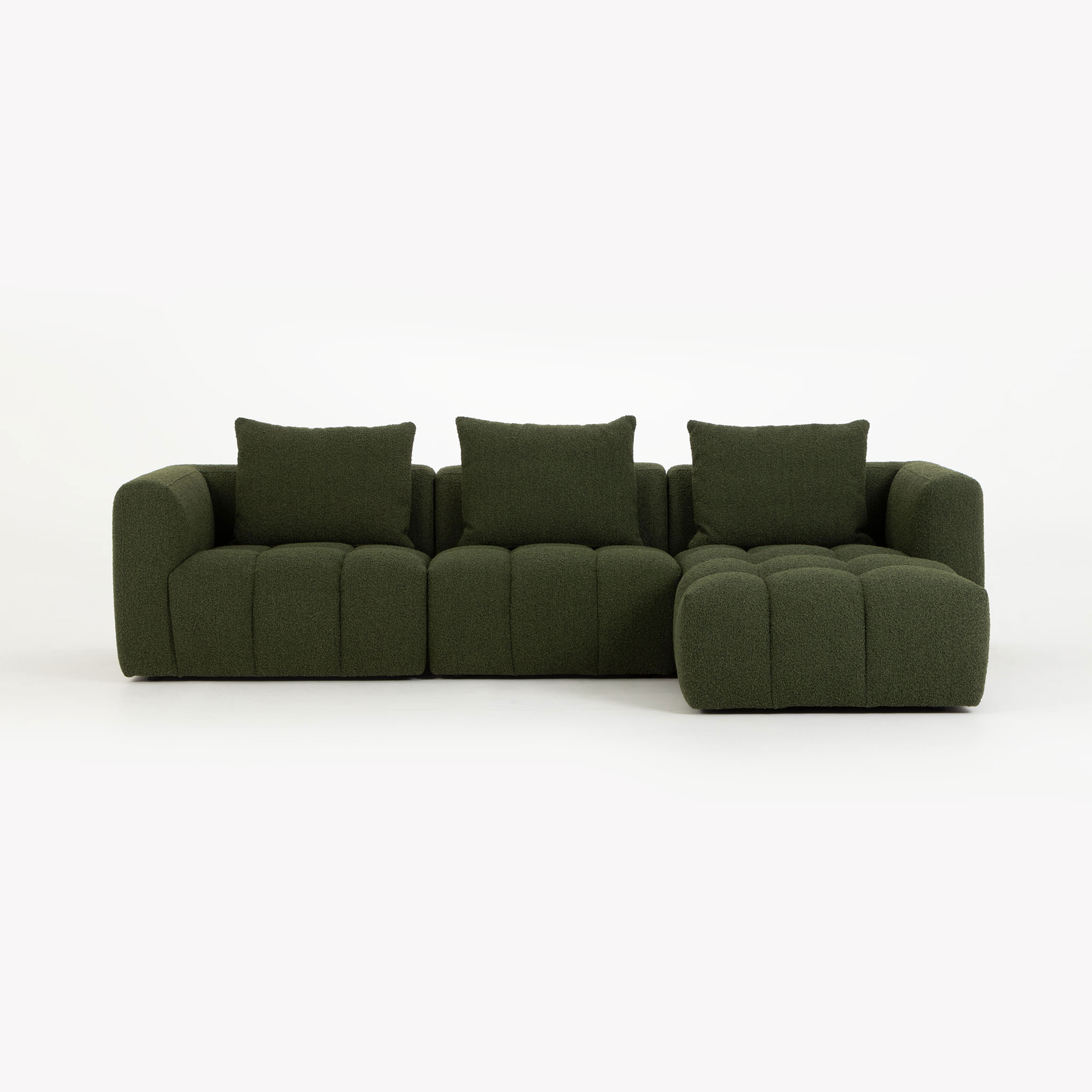 Ikon 3 Seater Modular Chaise Sofa Right Hand Facing, Green