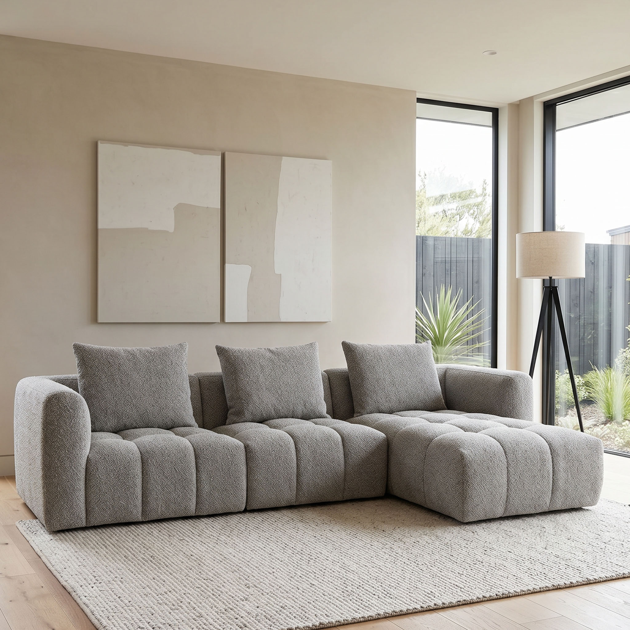 Ikon 3 Seater Modular Chaise Sofa Right Hand Facing, Grey