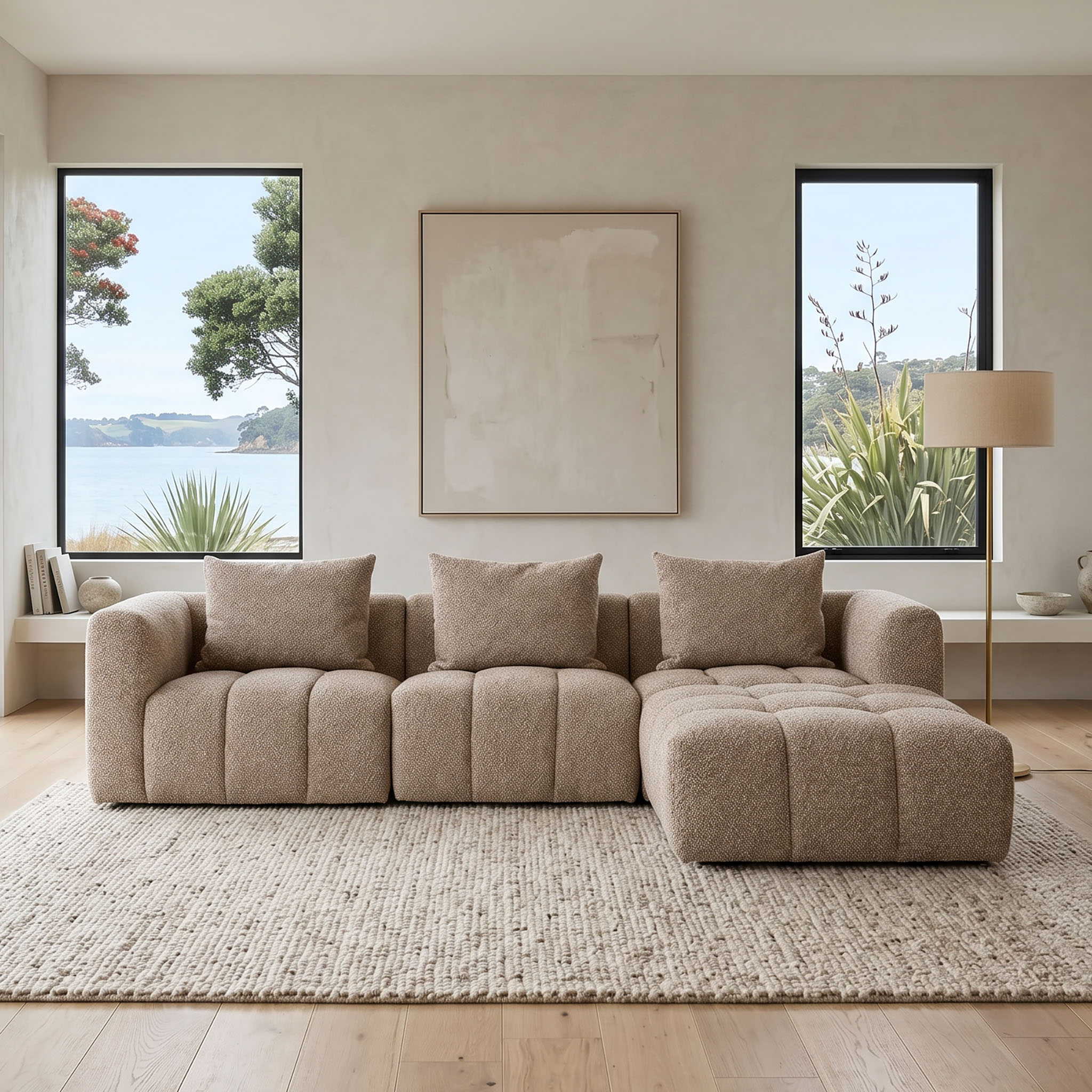 Ikon 3 Seater Modular Sofa With Ottoman, Brown