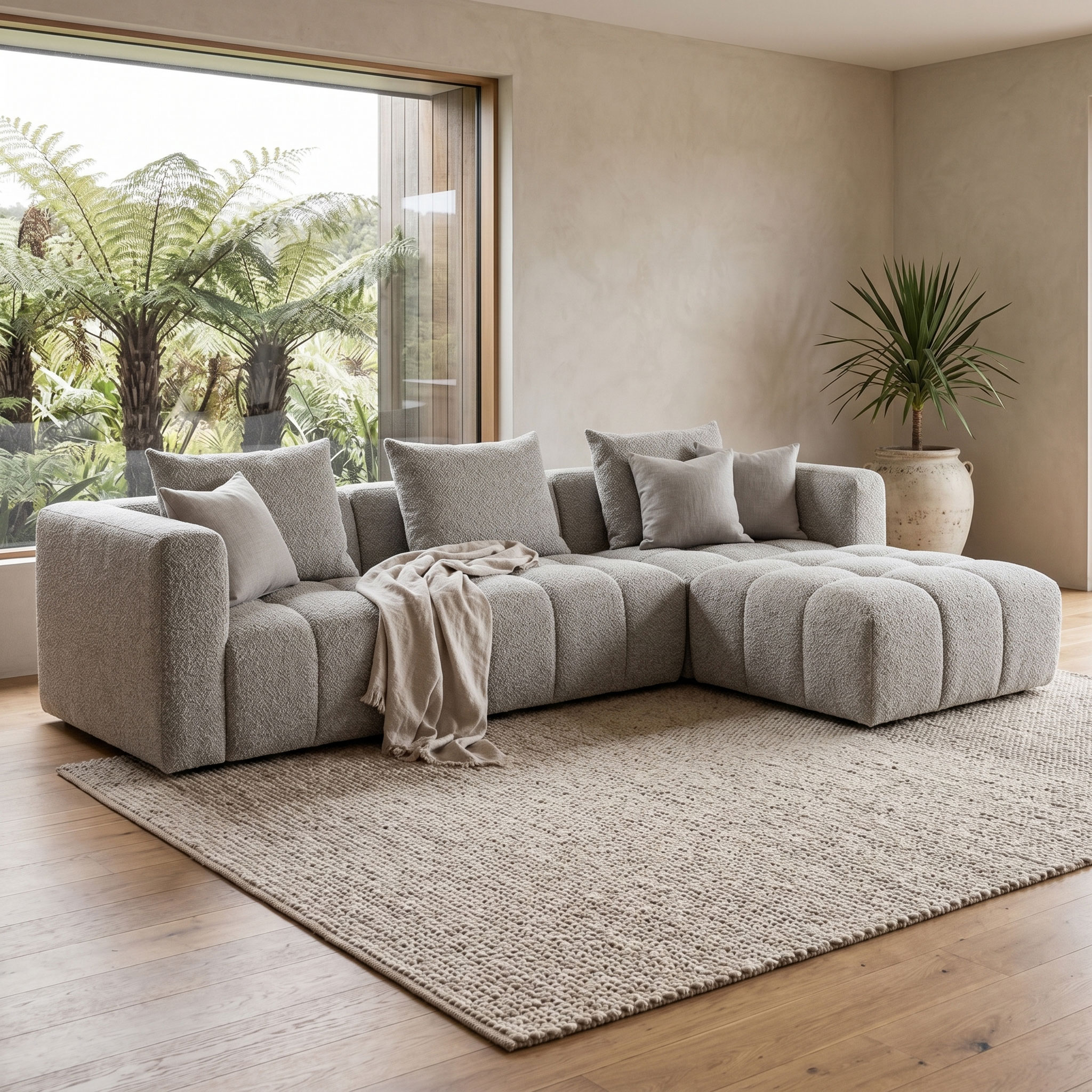 Ikon 3 Seater Modular Sofa With Ottoman, Grey