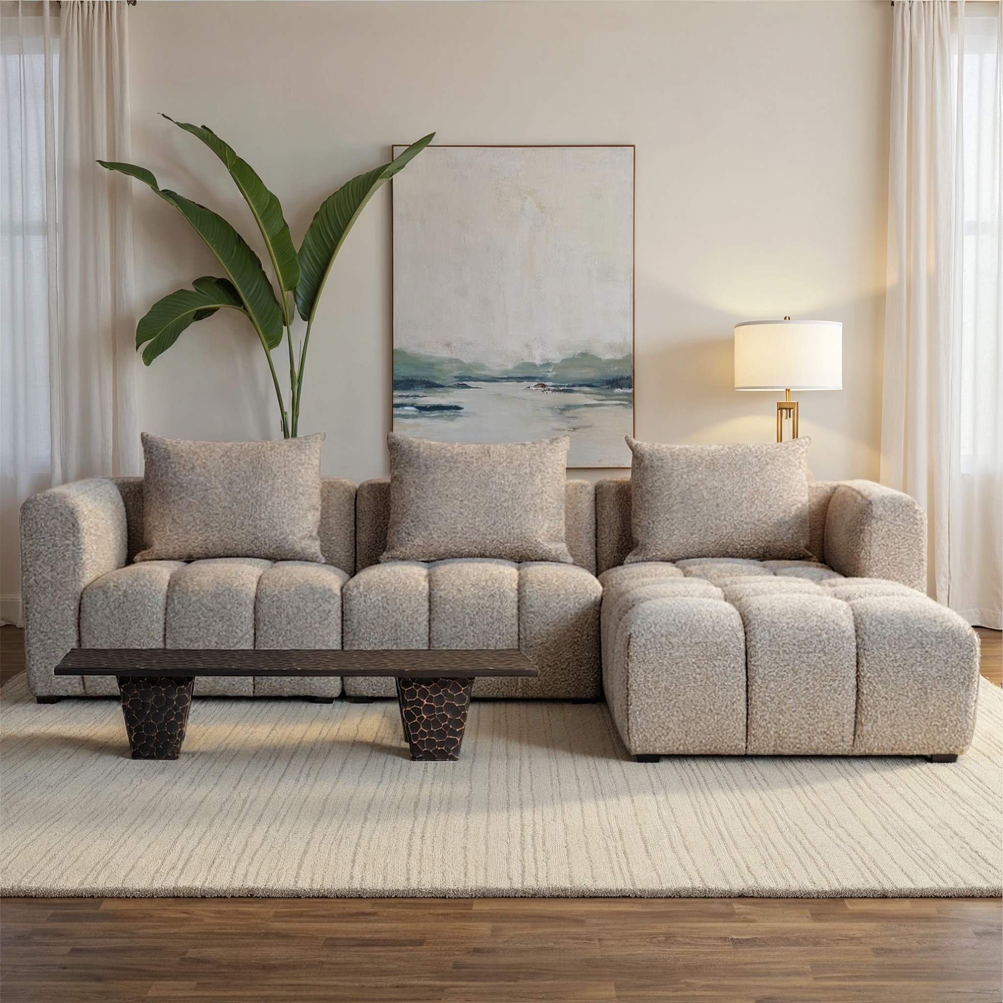 Ikon 3 Seater Modular Chaise Sofa, Grey