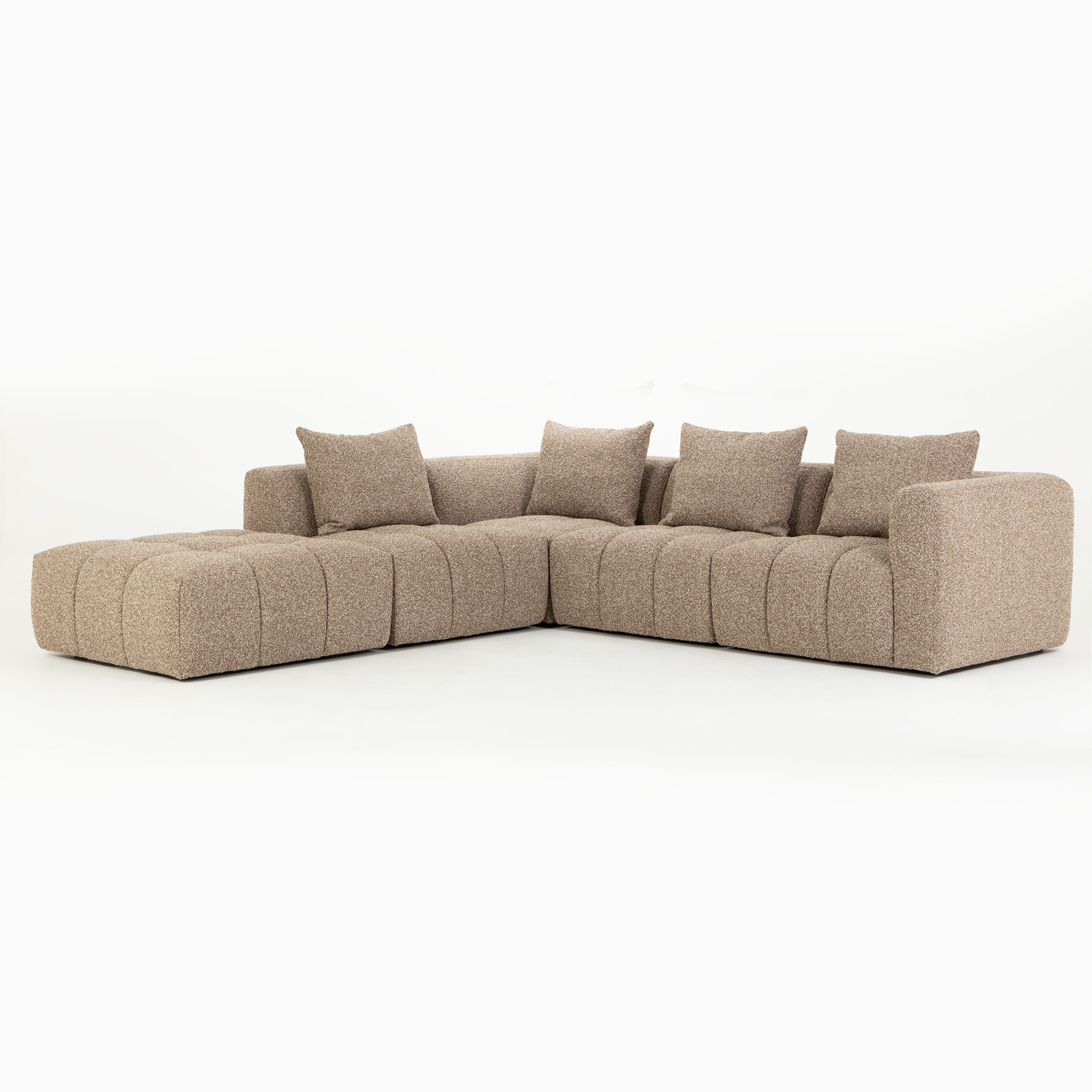 Ikon 4 Seater Corner Modular Chaise Sofa Left Hand Facing, Brown