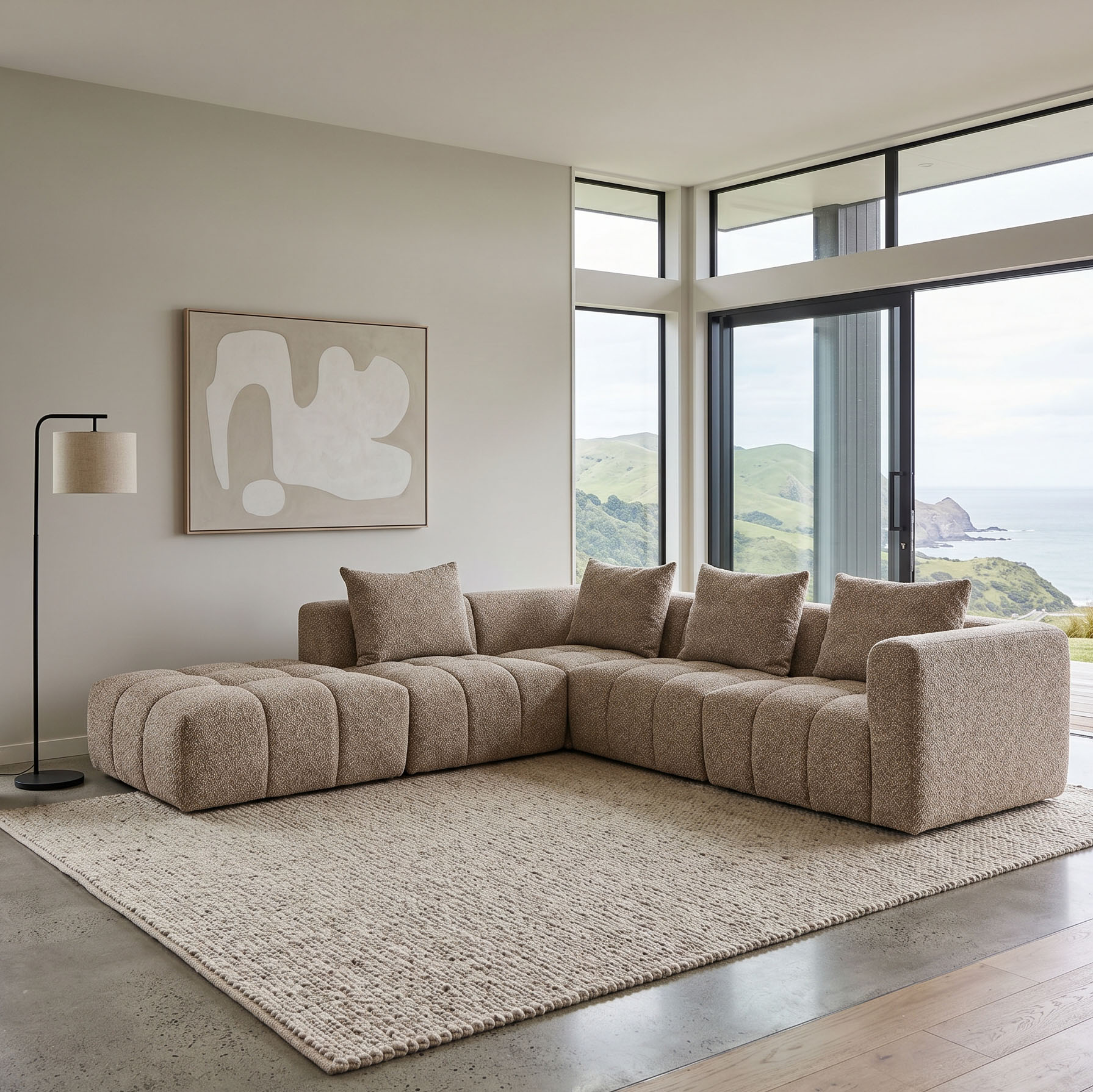 Ikon 4 Seater Corner Modular Chaise Sofa Left Hand Facing, Brown