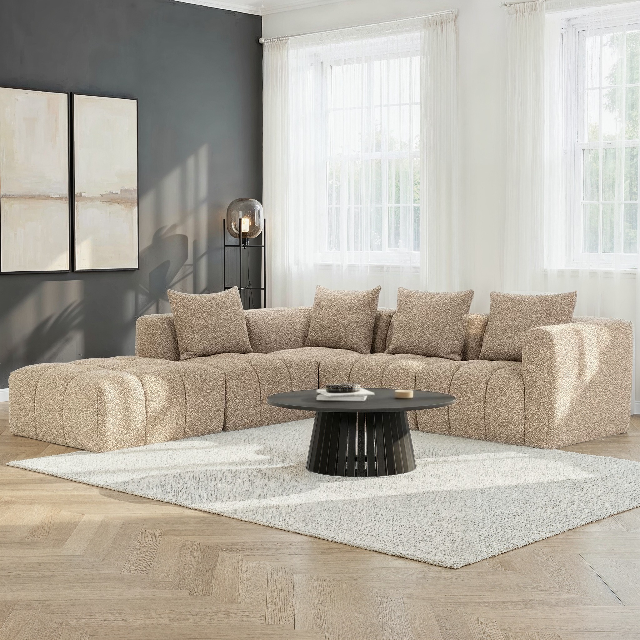 Ikon 4 Seater Corner Modular Chaise Sofa Left Hand Facing, Brown