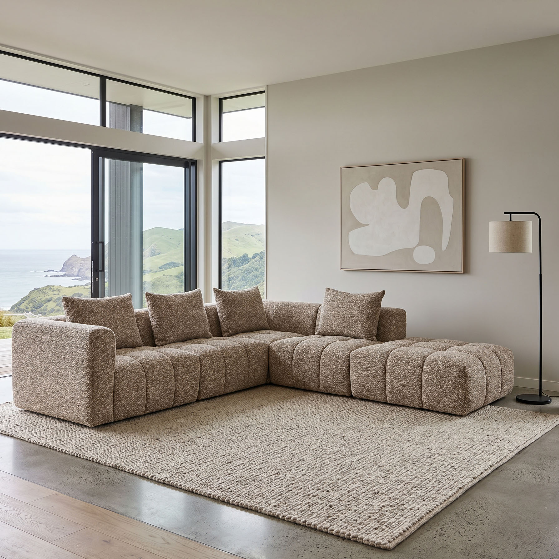 Ikon 4 Seater Corner Modular Chaise Sofa Right Hand Facing, Brown
