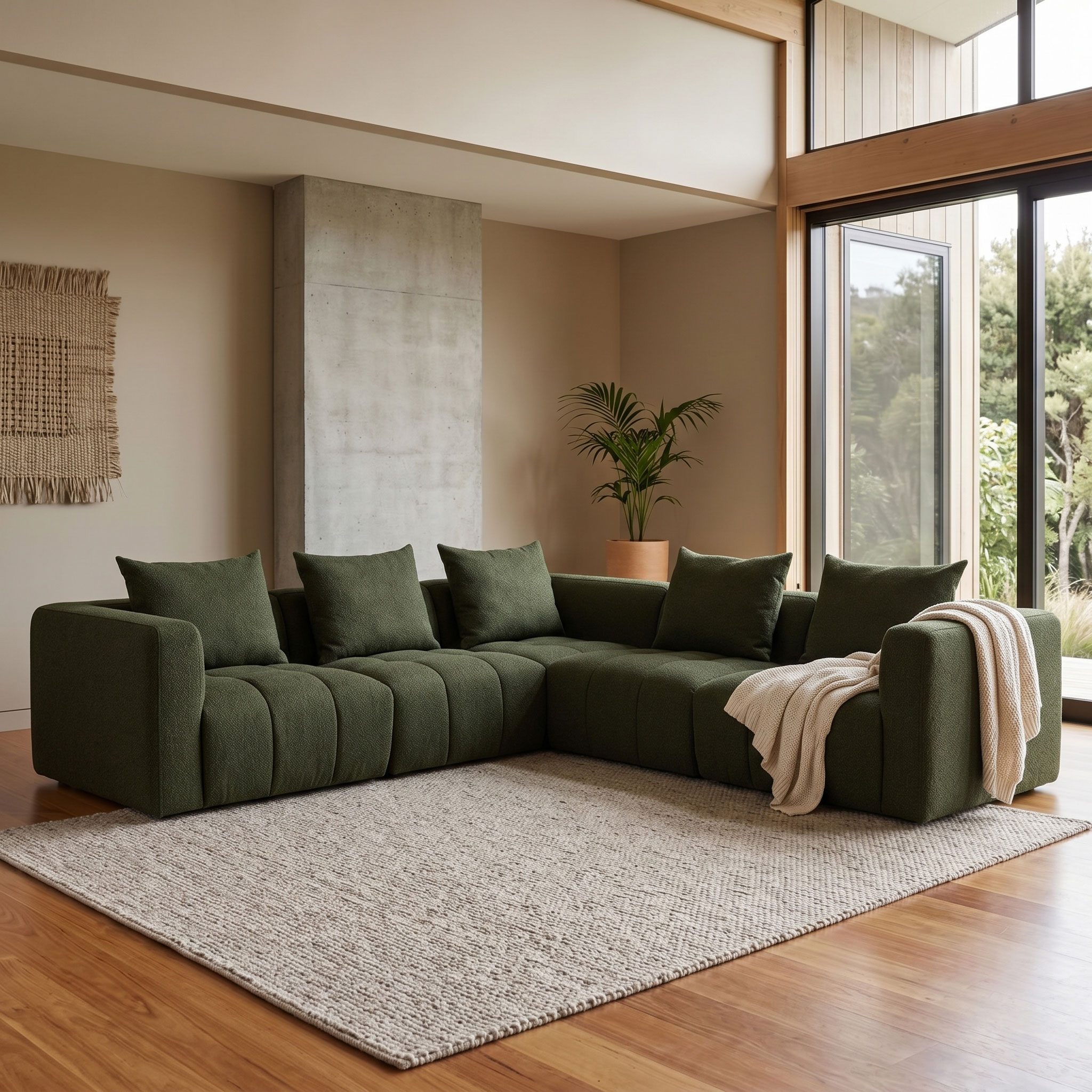 Ikon 5 Seater Corner Modular Sofa, Green