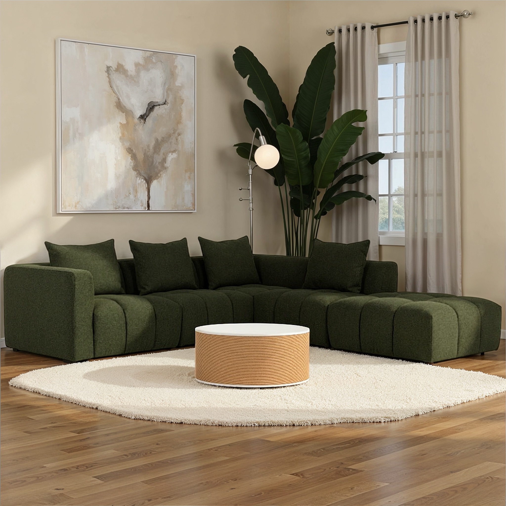 Ikon 4 Seater Corner Modular Chaise Sofa Right Hand Facing, Green