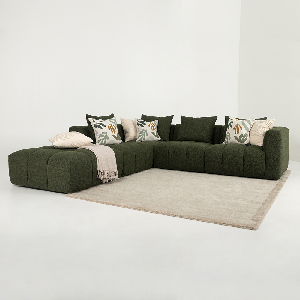 Ikon 4 Seater Corner Modular Chaise Sofa Left Hand Facing, Green