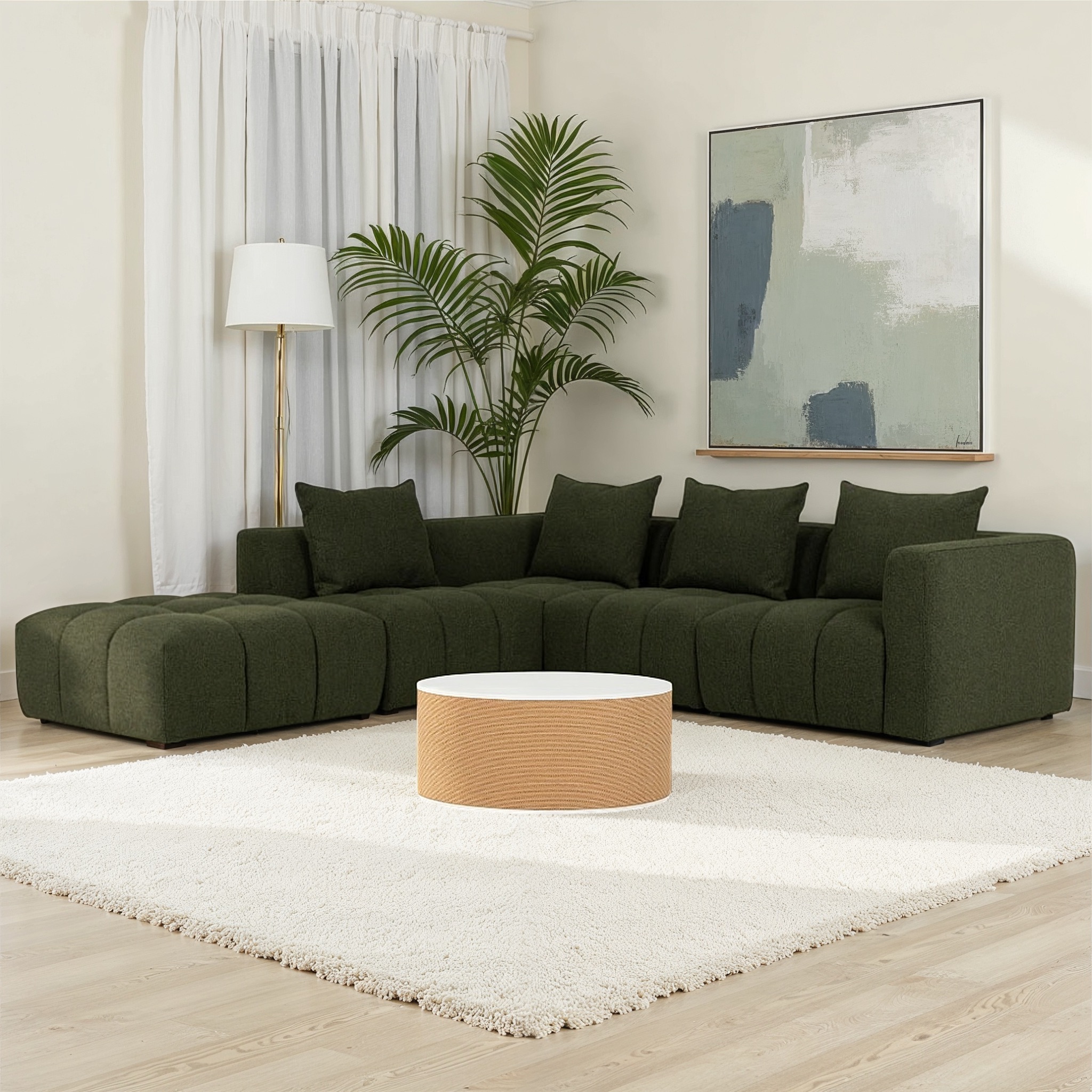 Ikon 4 Seater Corner Modular Chaise Sofa Left Hand Facing, Green