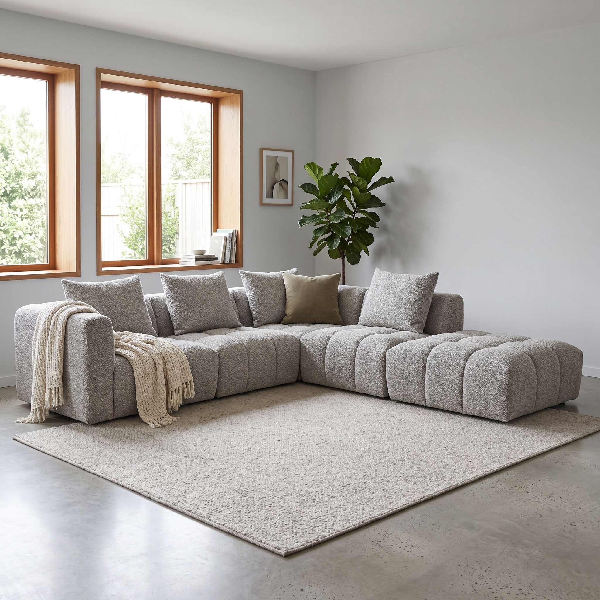 Ikon 4 Seater Modular Right Hand Facing Corner Sofa with Ottoman, Grey