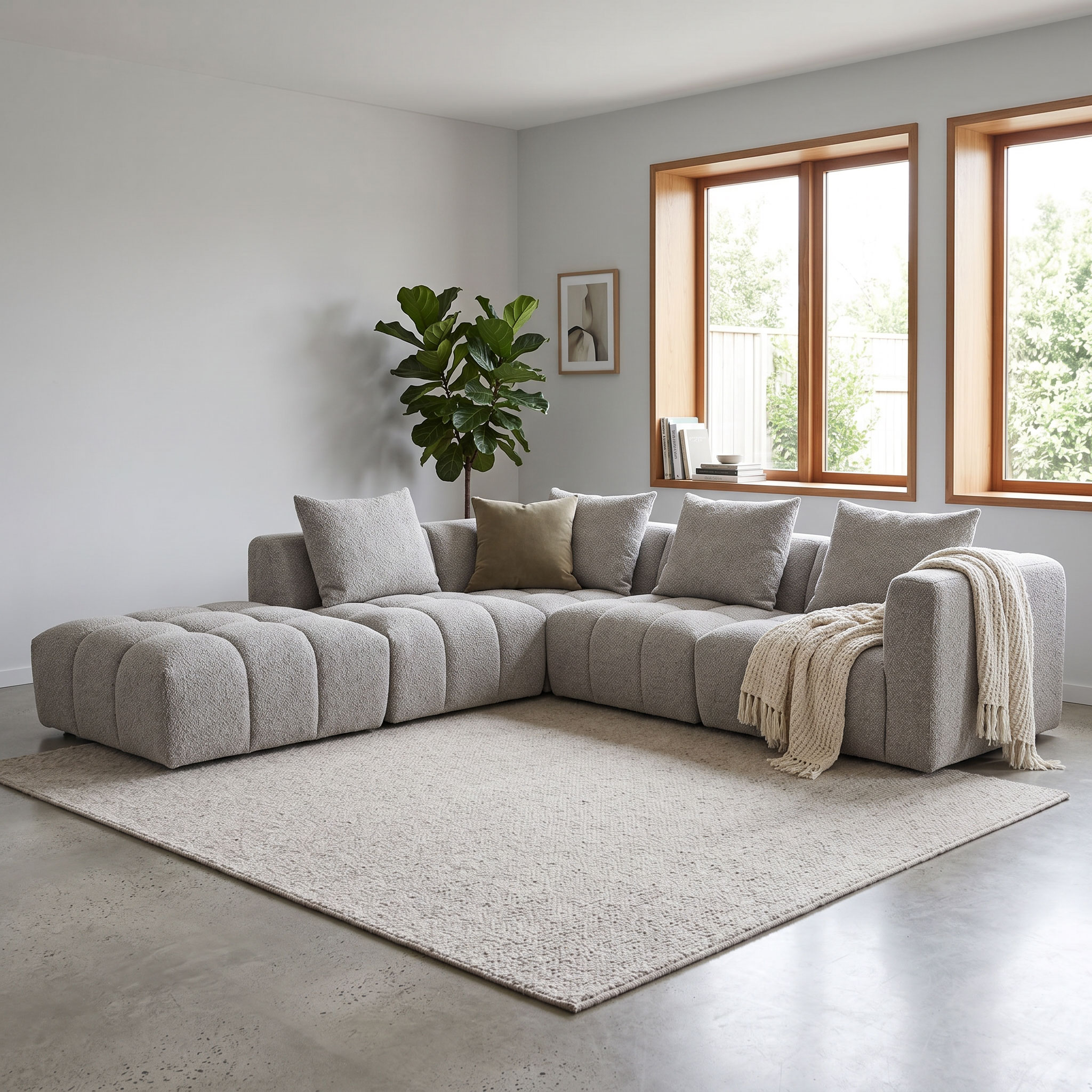 Ikon 4 Seater Modular Left Hand Facing Corner Sofa with Ottoman, Grey