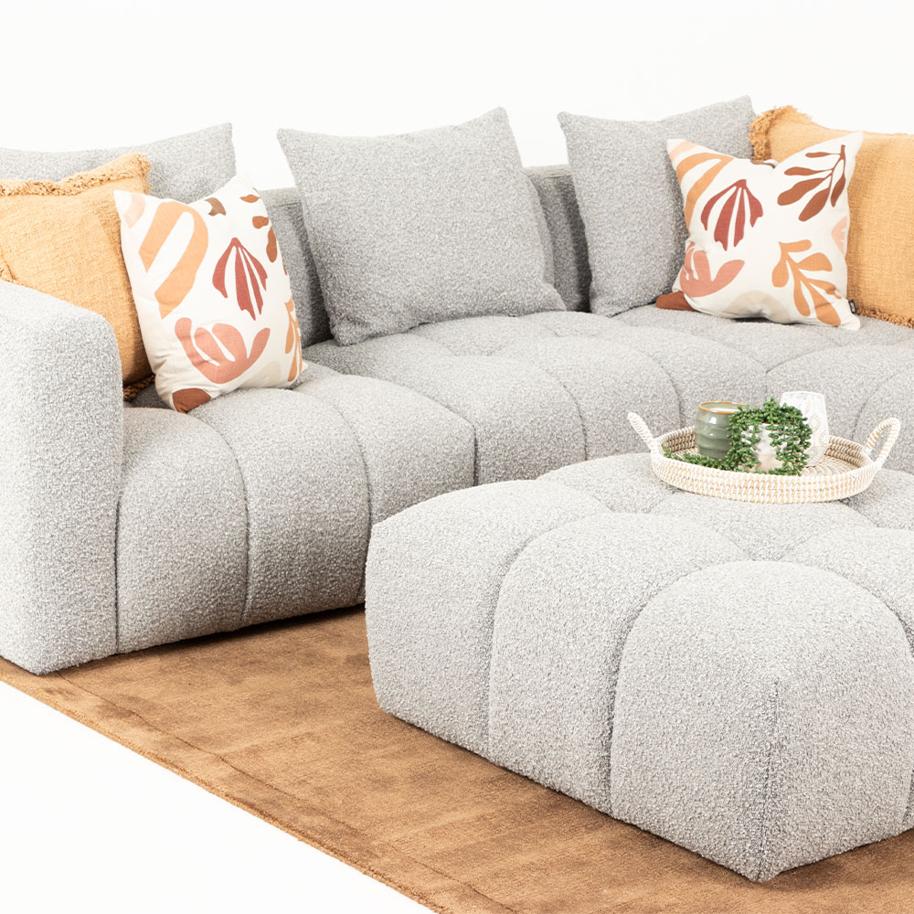 Ikon 5 Seater Corner Modular Sofa With Ottoman, Grey