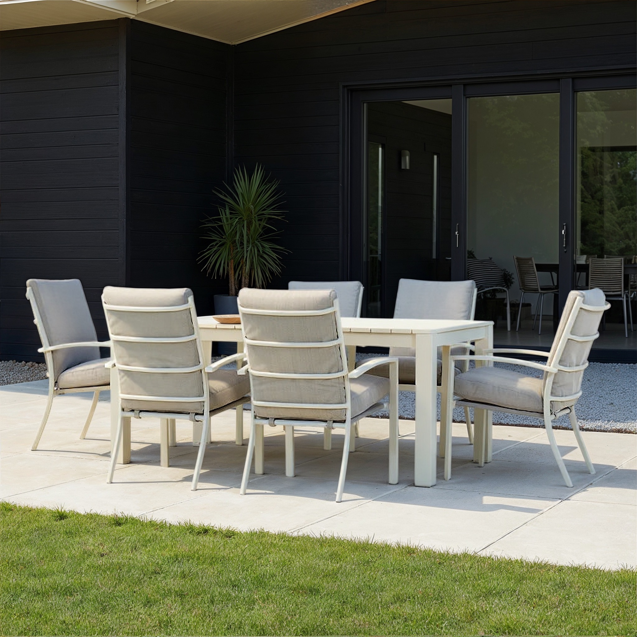 Inca 7 Piece Outdoor Dining Set With Venus Dining Table - W180, White