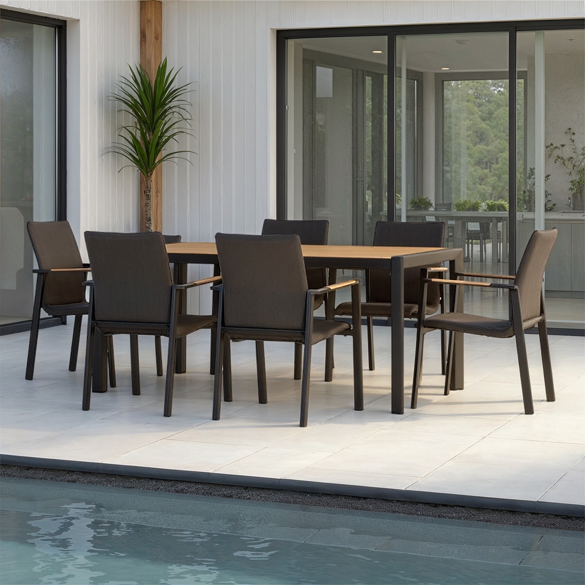 Isola 7 Piece Outdoor Dining Set - W170, Black