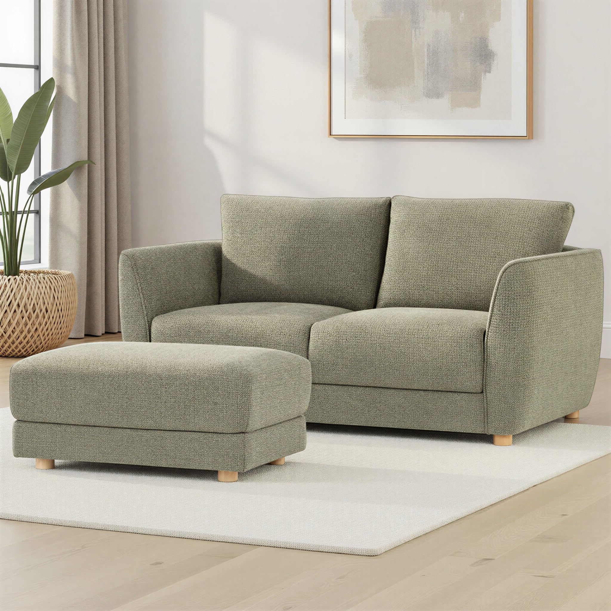 Katrina 2 Seater + Ottoman, Green