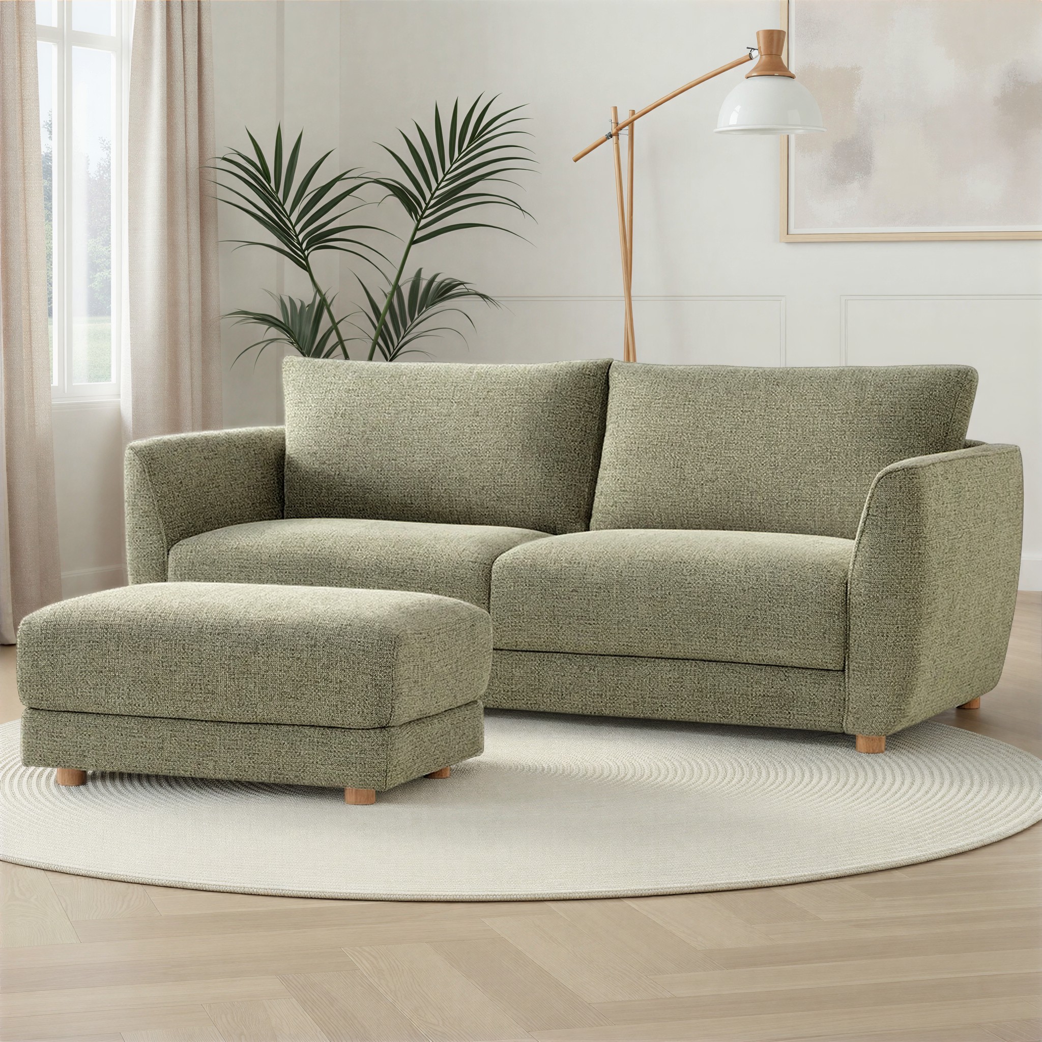 Katrina 3 Seater + Ottoman, Green
