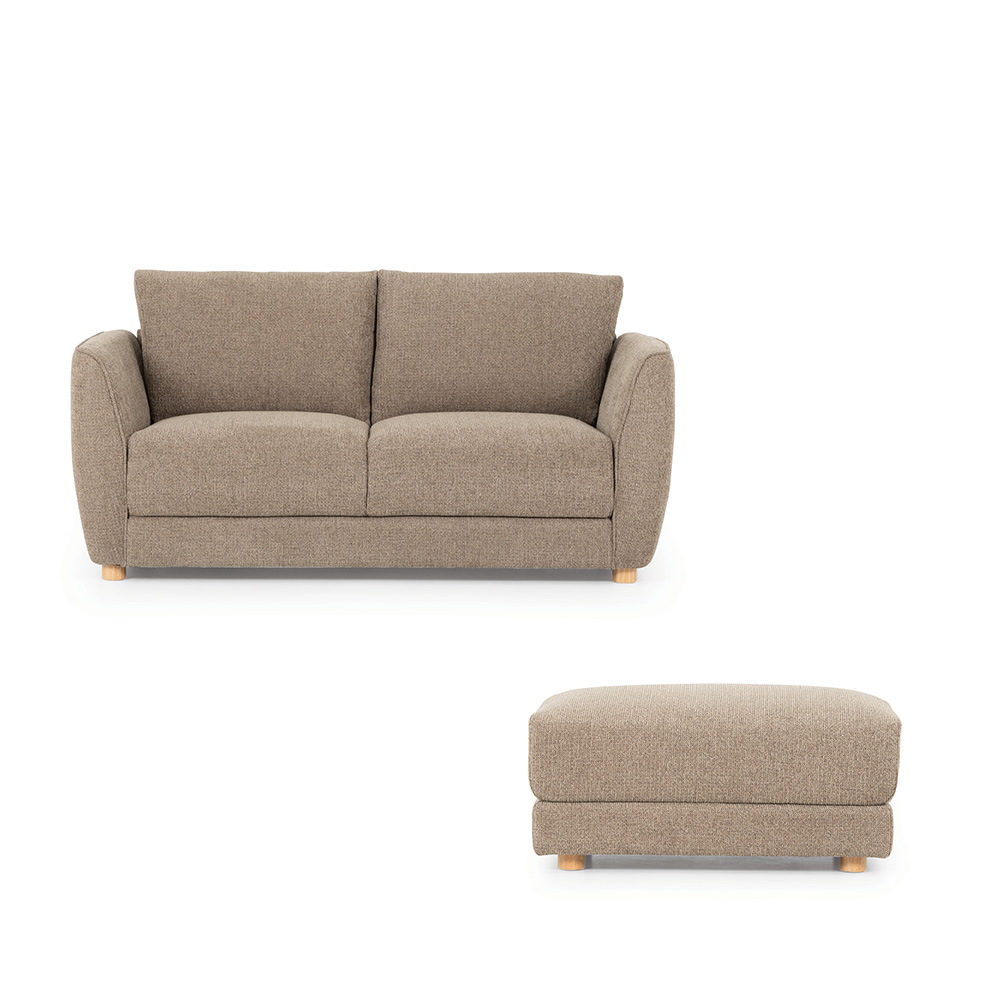 Katrina 2 Seater + Ottoman, Light Brown