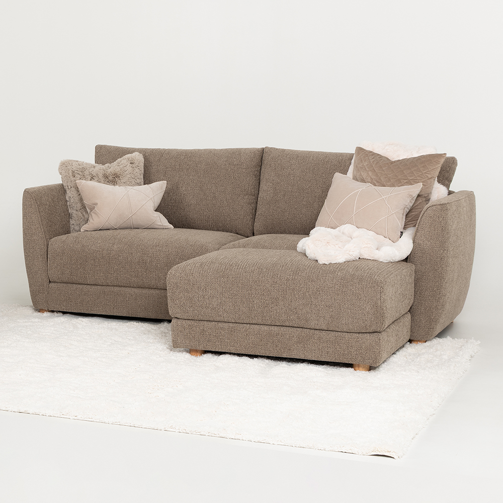 Katrina 3 Seater + Ottoman, Light Brown