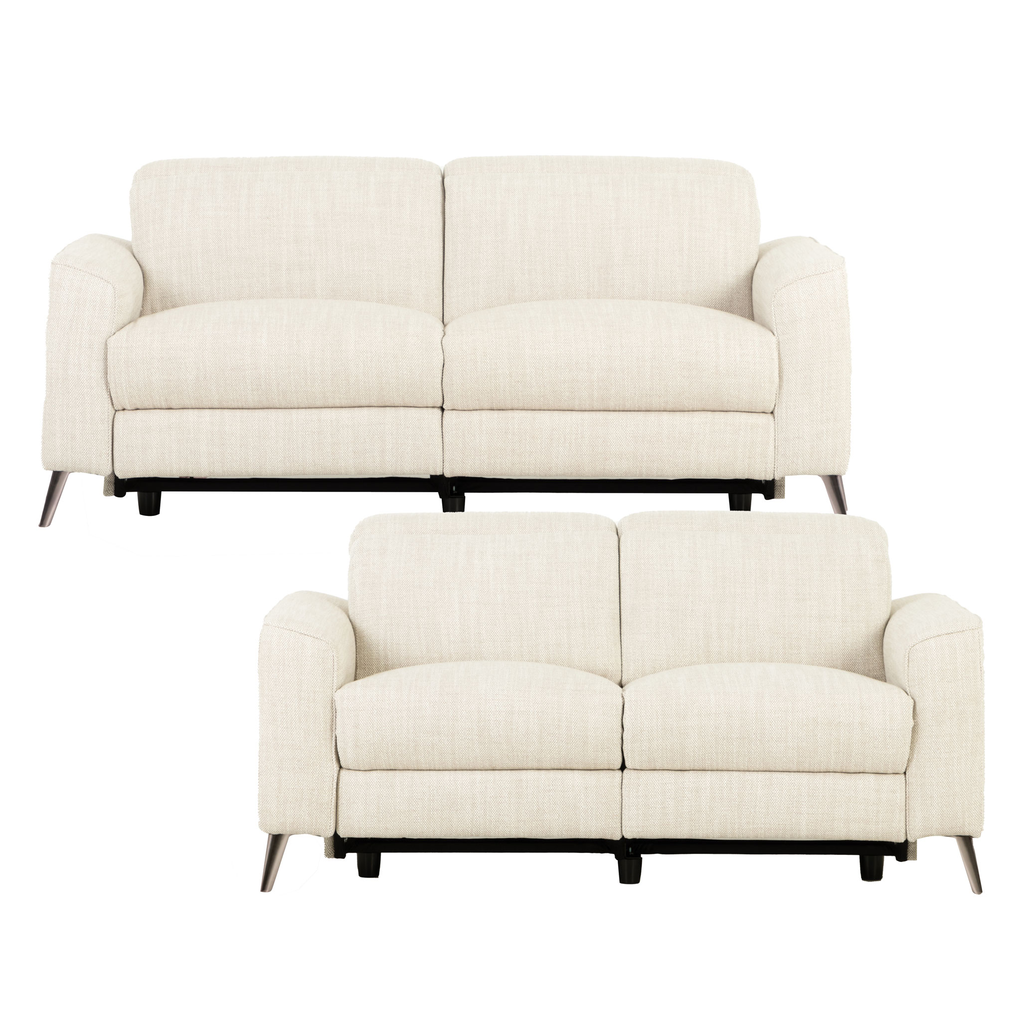 Kayla 3 Seater Electric Recliner + 2 Seater Electric Recliner, Cream