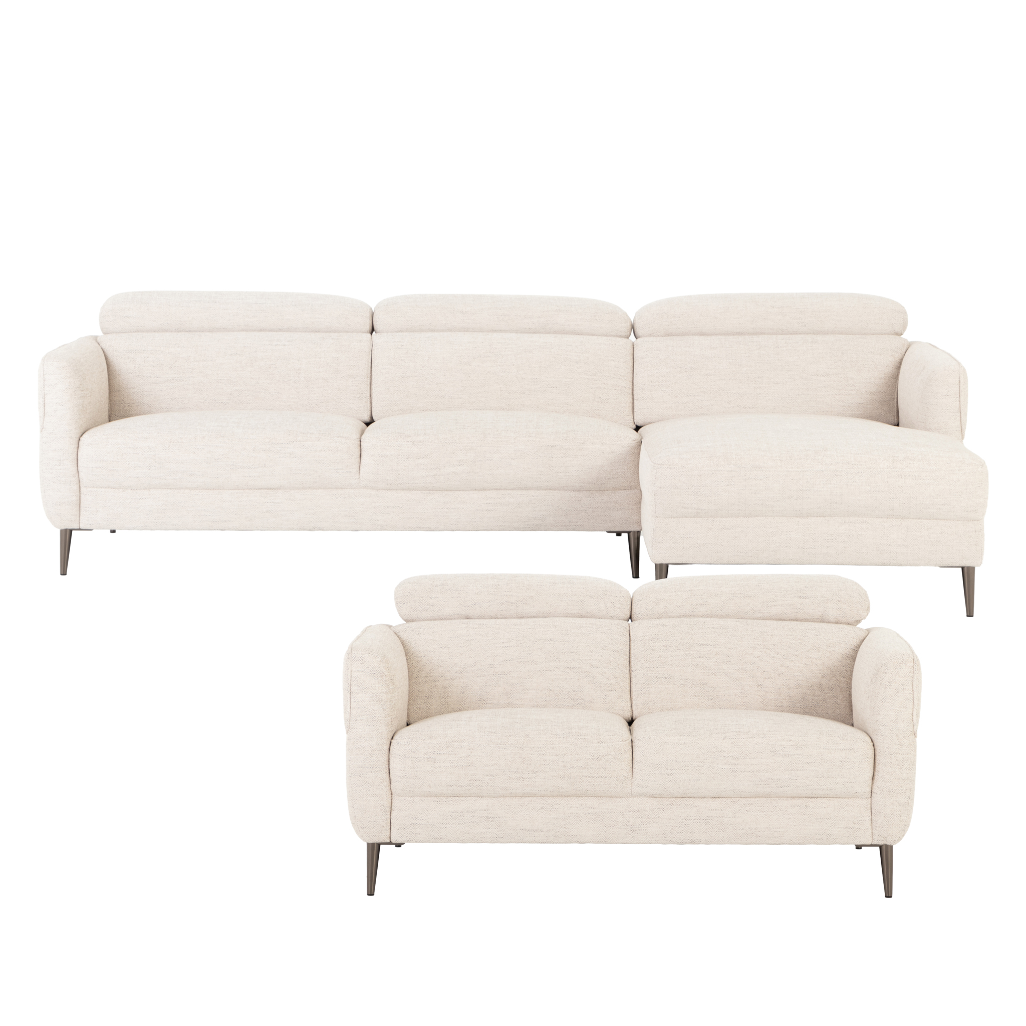 Kiera Chaise + 2 Seater, Taupe