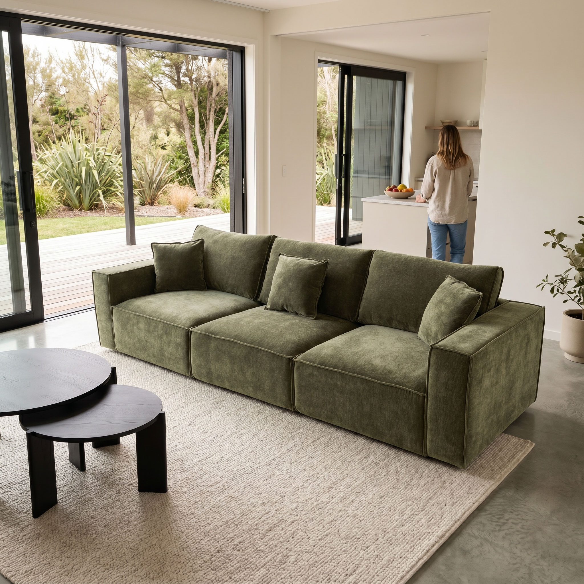 Kinsley 3 Seater Modular Sofa, Green