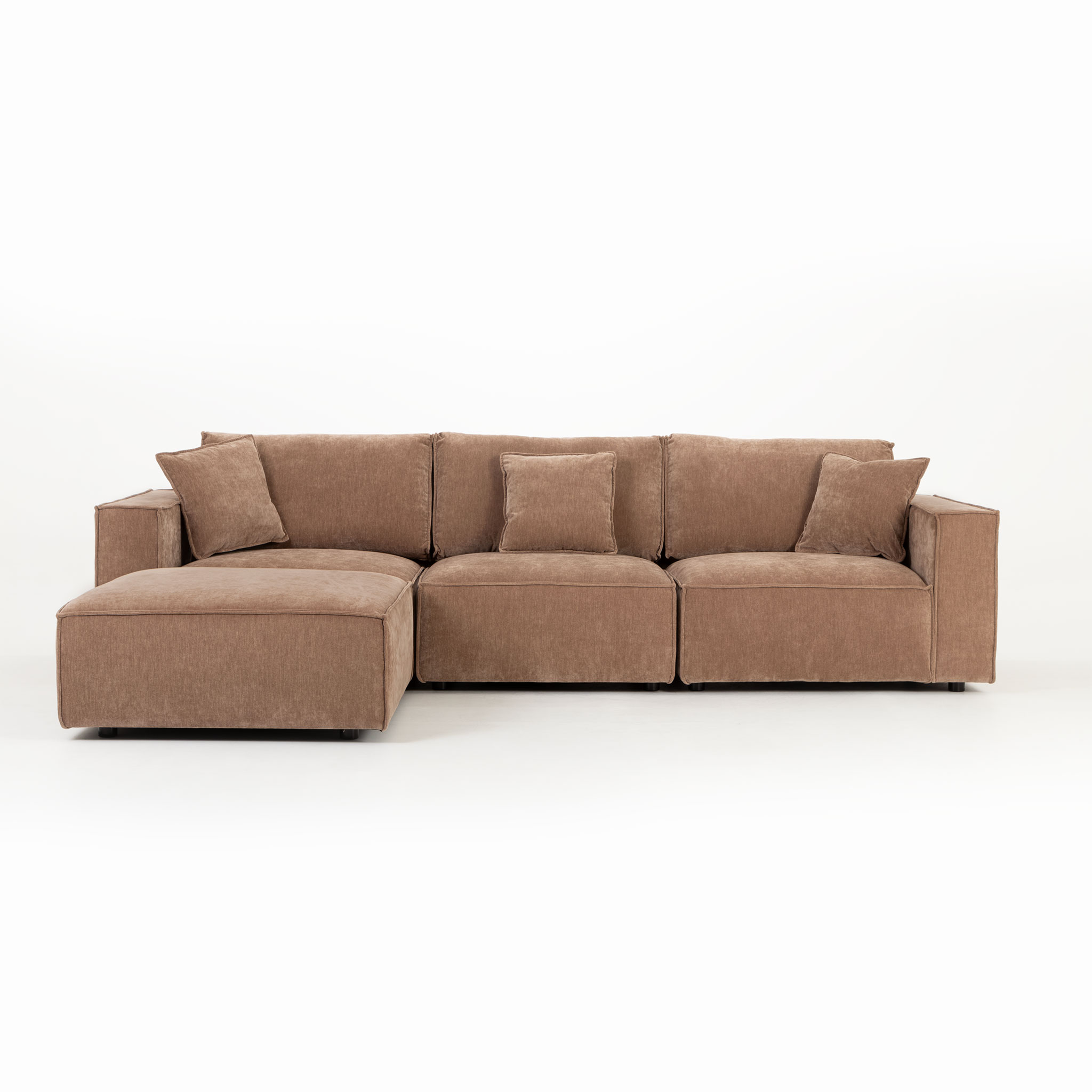 Kinsley 3 Seater Modular Chaise Sofa, Brown