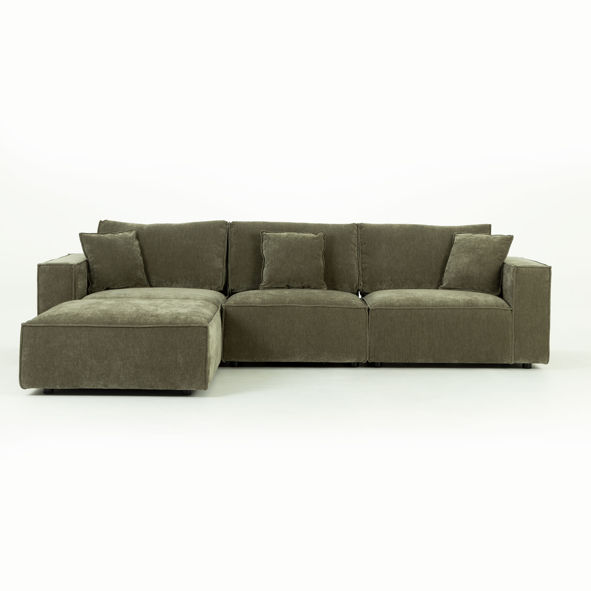 Kinsley 3 Seater Modular Chaise Sofa, Green