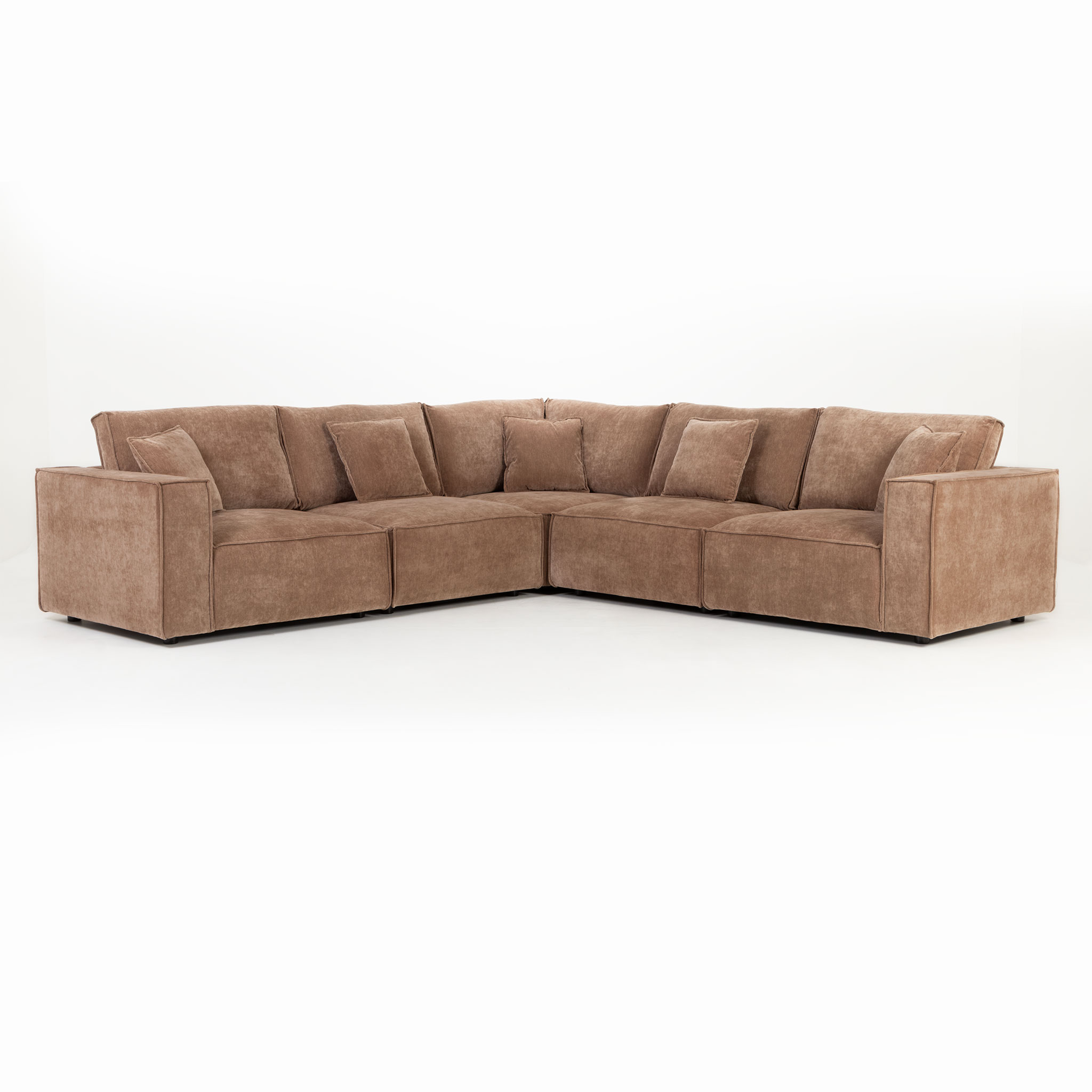 Kinsley 5 Seater Corner Modular Sofa, Brown