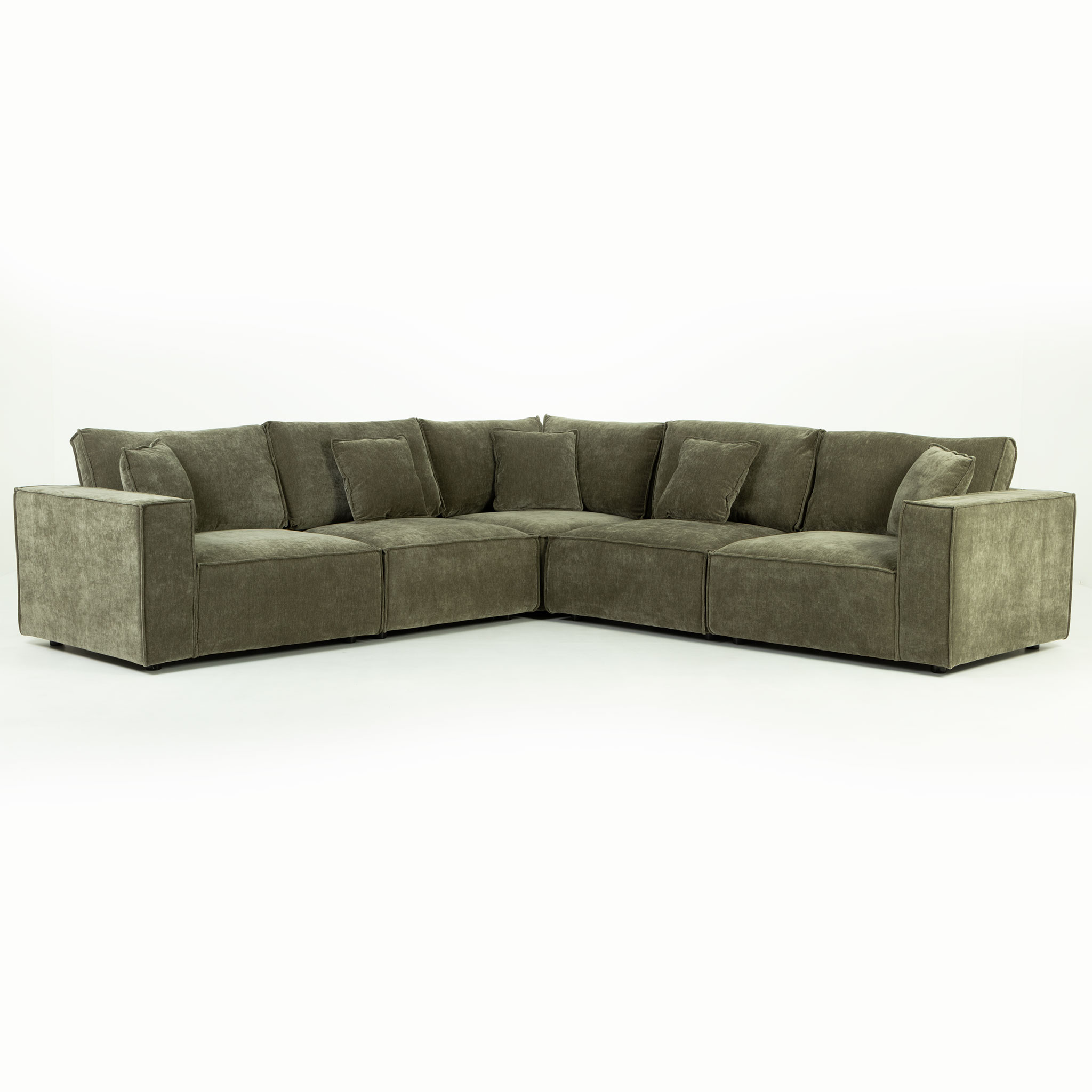 Kinsley 5 Seater Corner Modular Sofa, Green