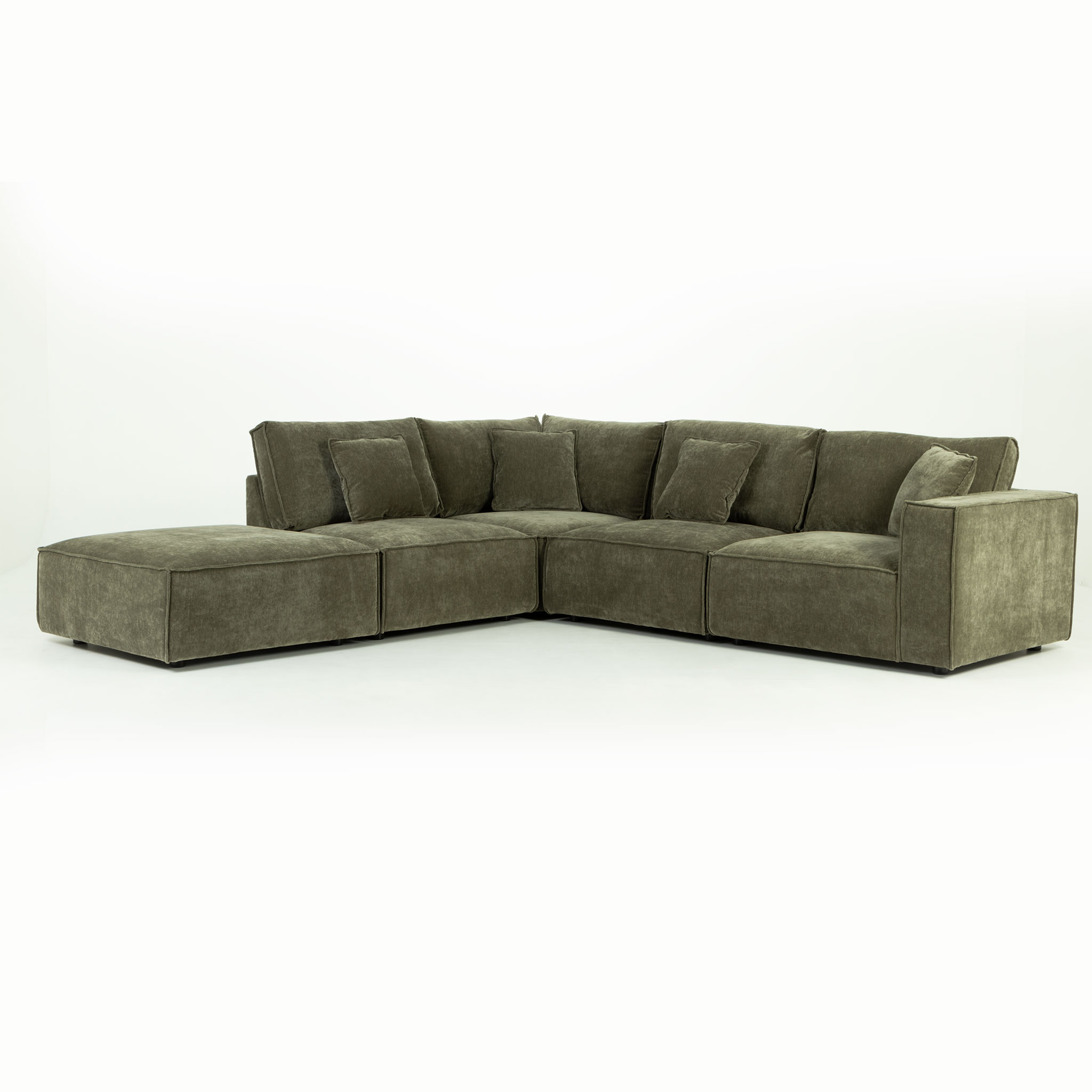 Kinsley 4 Seater Corner Modular Chaise Sofa Left Hand Facing, Green