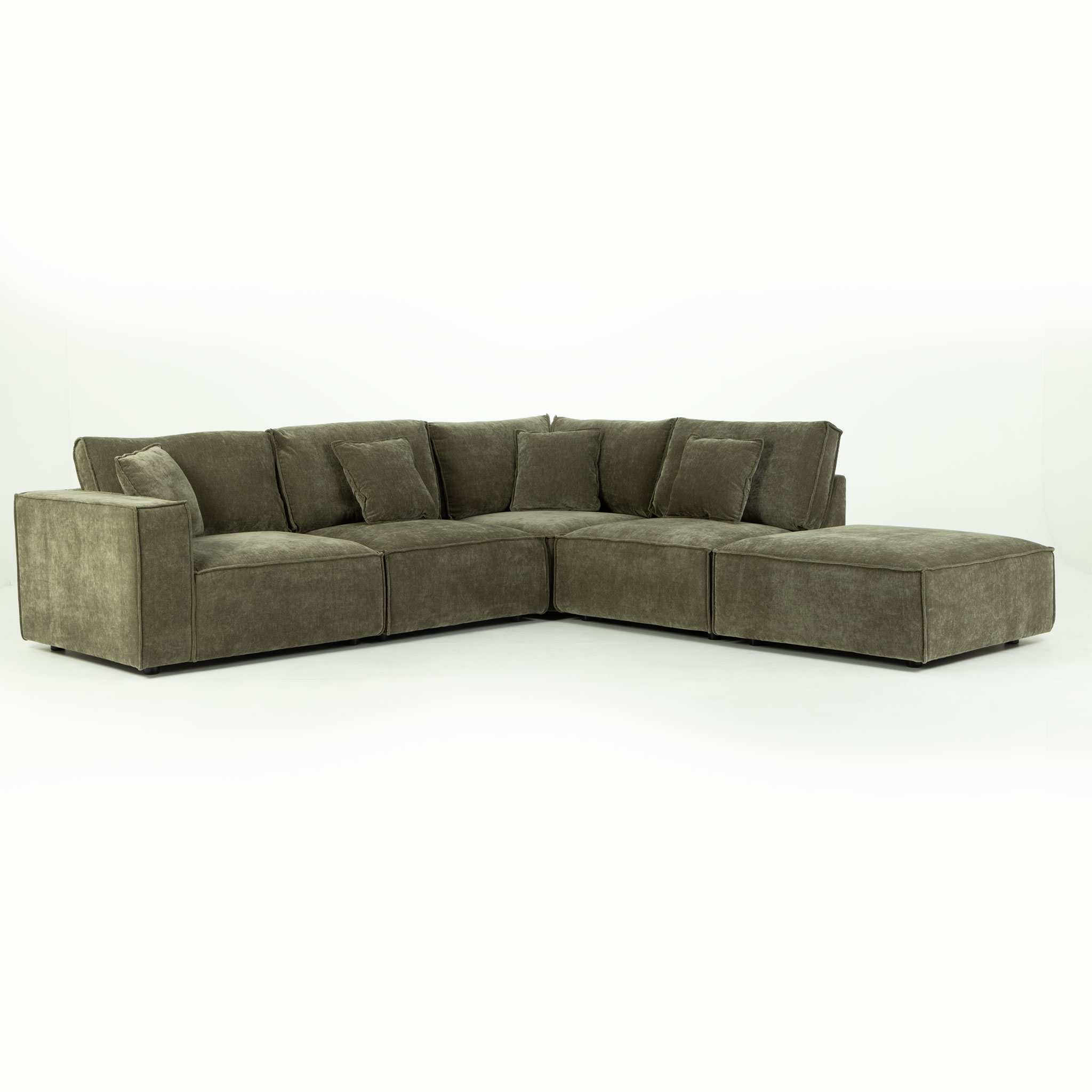 Kinsley 4 Seater Corner Modular Chaise Sofa Right Hand Facing, Green