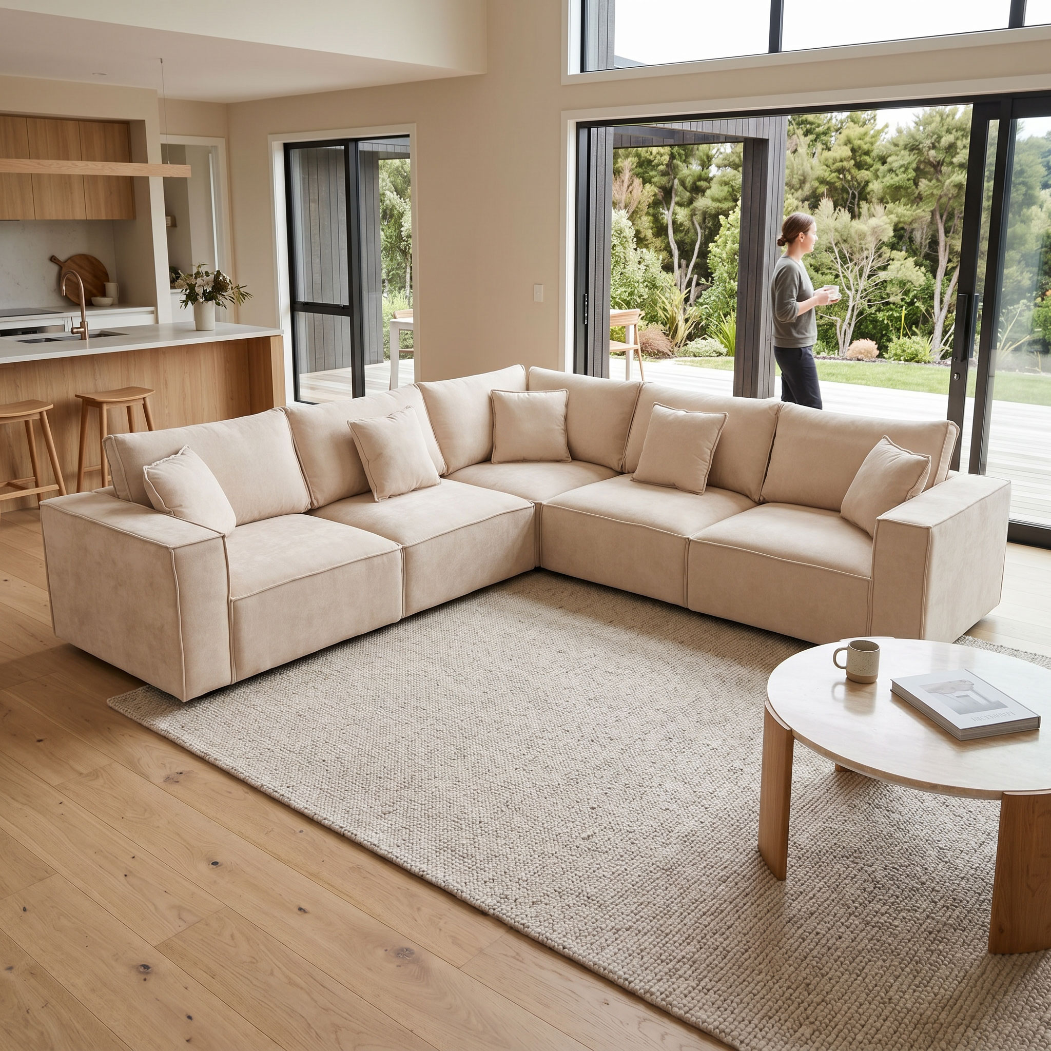 Kinsley 5 Seater Corner Modular Sofa, Natural